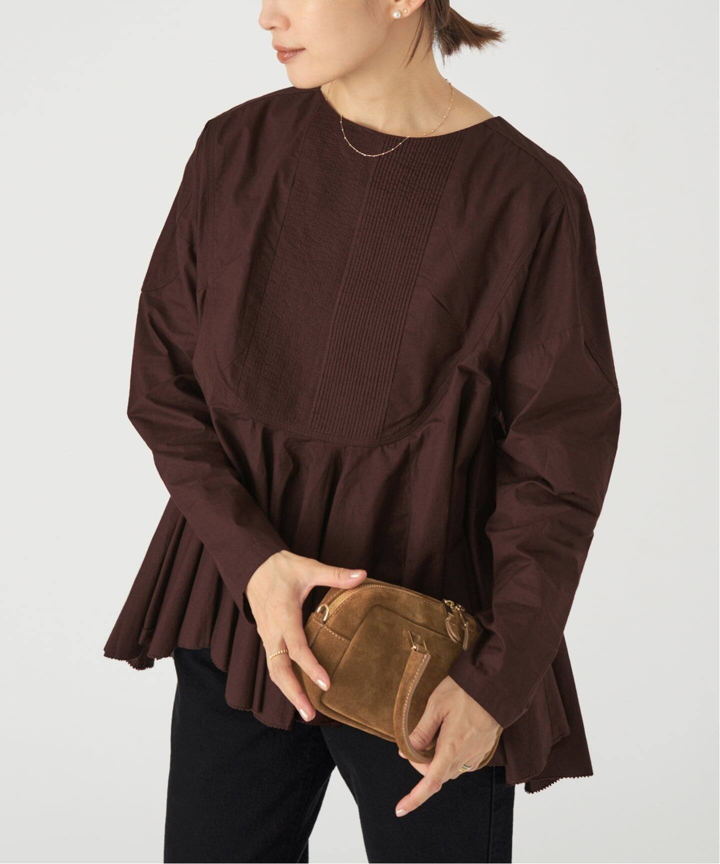 IENA 美品 AAYUSHI 別注 フロントピンタックペプラムブラウス AAYUSHI/アユーシ 別注 フロントピンタックペプラムブラウス（シャツ
