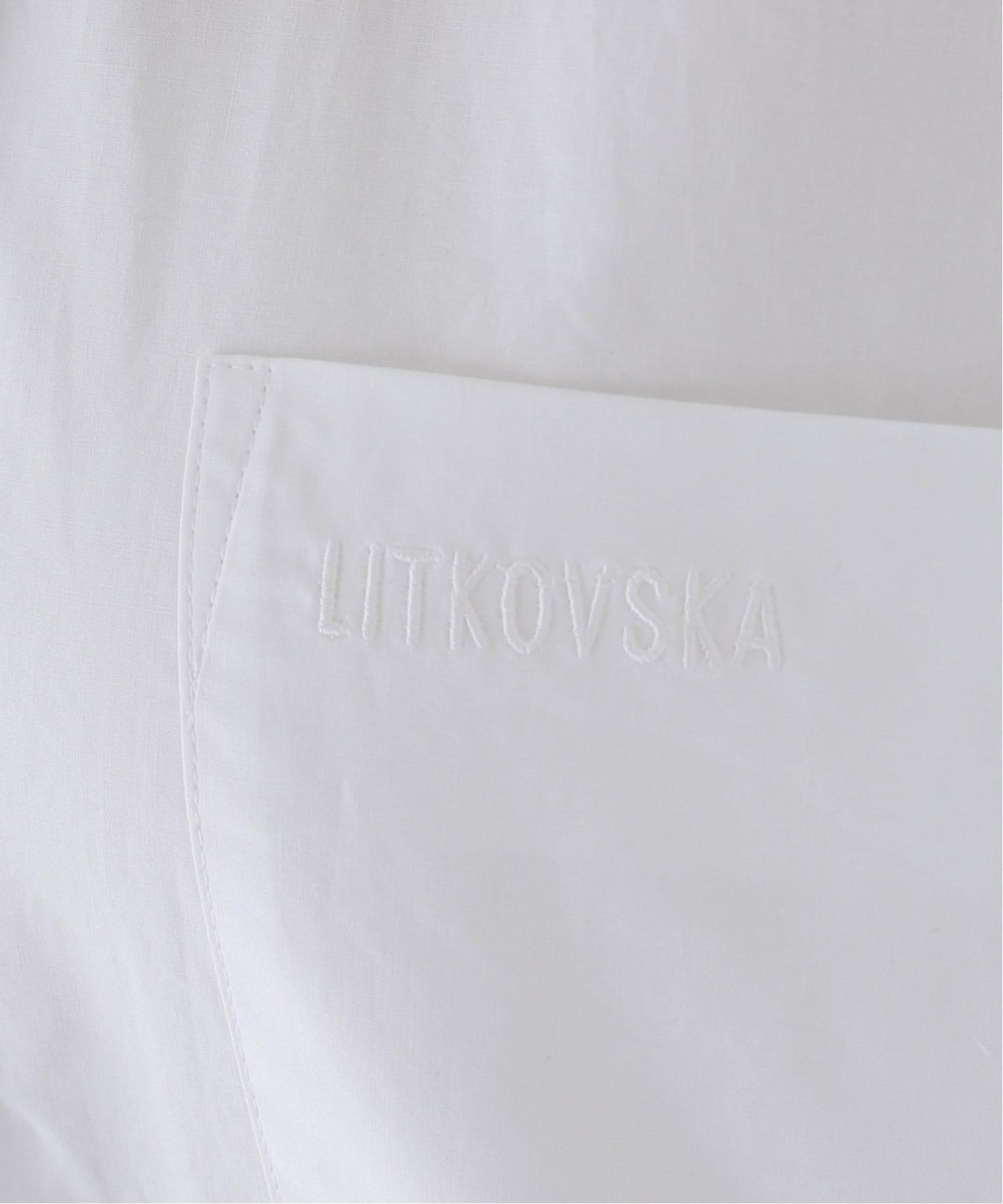 2025 LITKOVSKA リトコフスカ サイドカシュクールシャツ　白　36 LITKOVSKA/リトコフスカ WAIST TWISTED COTTON BLOUSE ブラウス