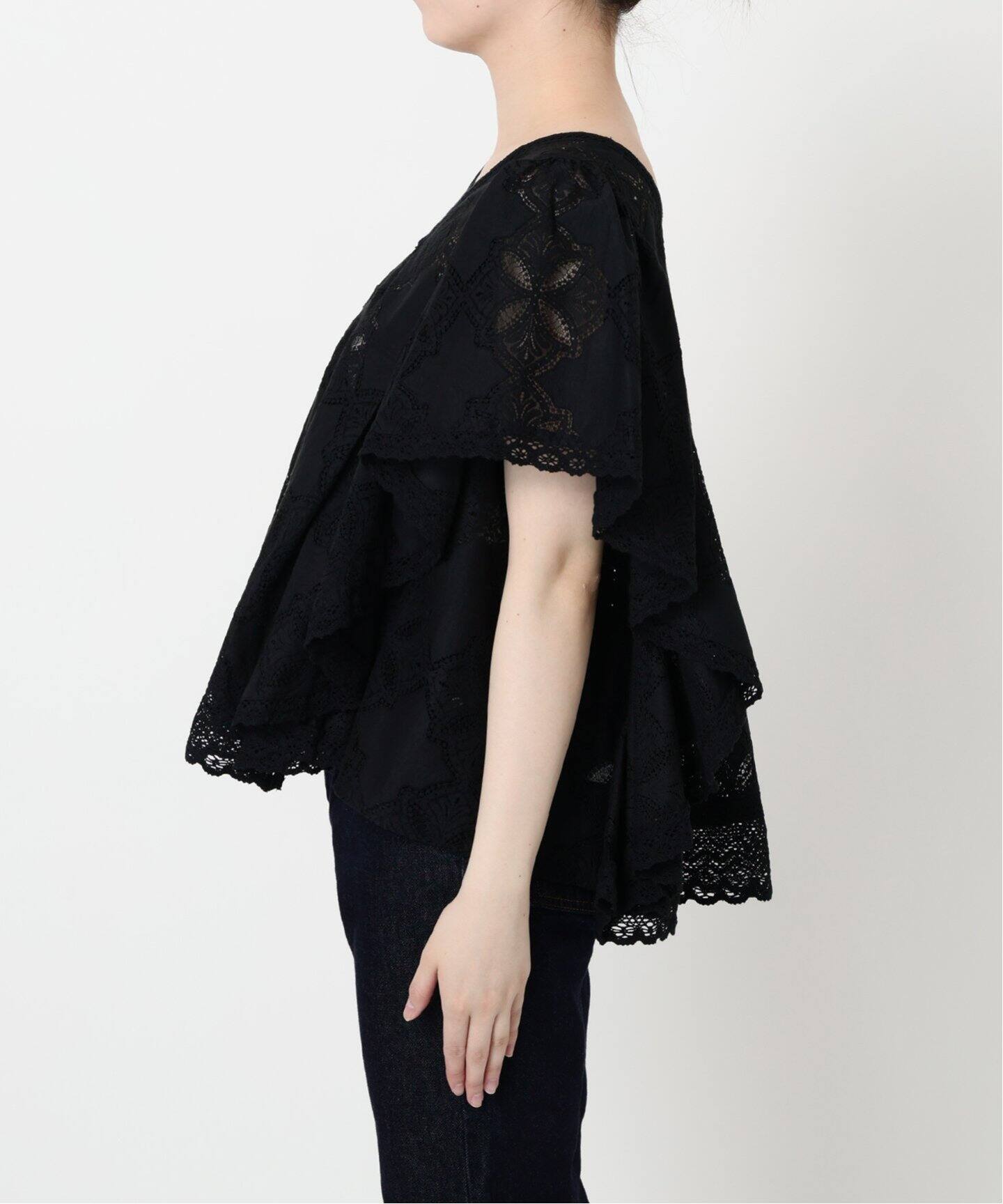 SLOBE IENA レースフリルVネックブラウス ブラック 完売品 SLOBE IENA｜レースフリルVネックブラウス | Rakuten Fashion
