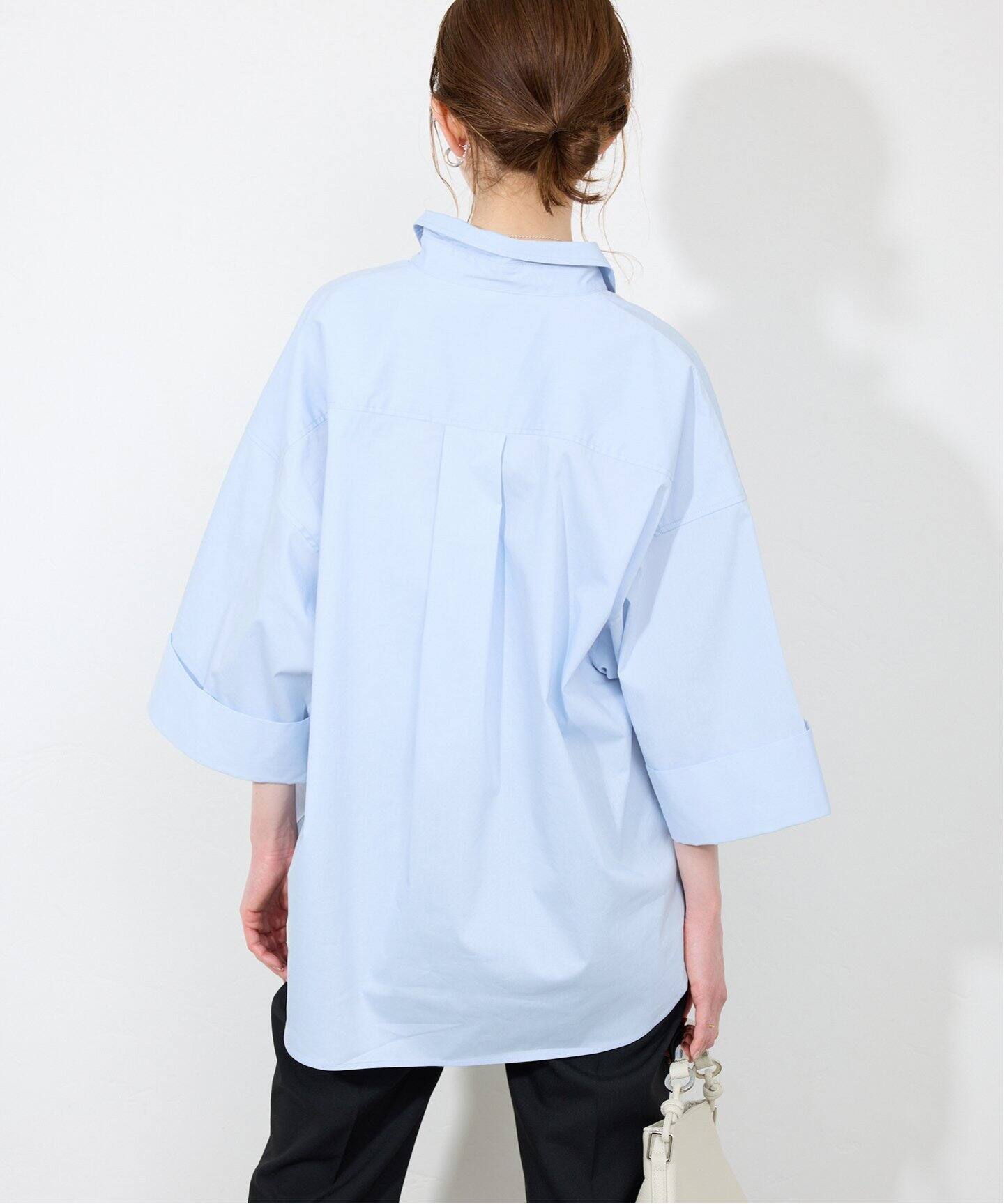 SLOBE IENA オーバーサイズシャツ ブルー オーバーサイズスキッパーシャツ（シャツ／ブラウス）｜SLOBE