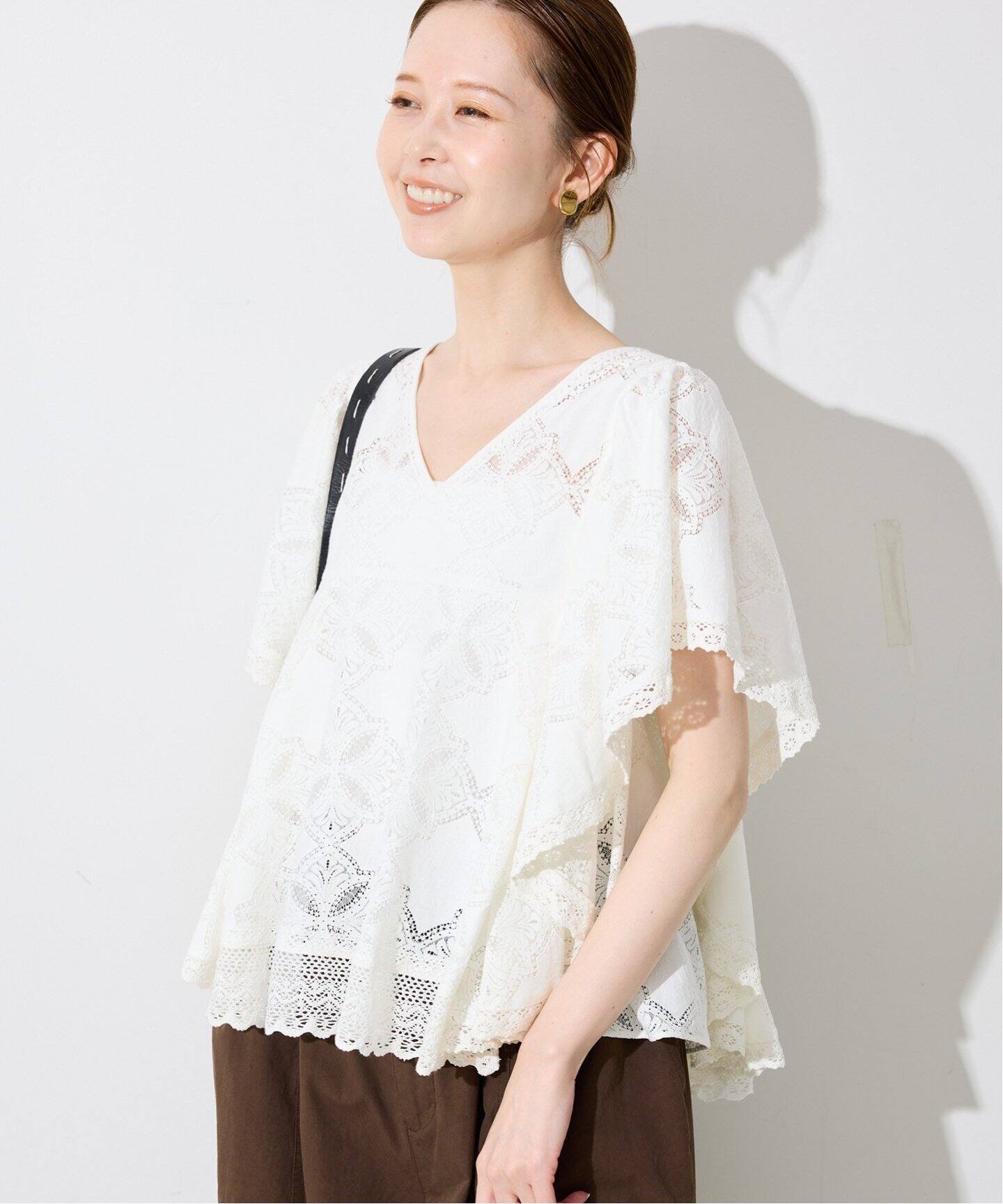 SLOBE IENA レースフリルVネックブラウス レースフリルVネックブラウス（シャツ／ブラウス）｜SLOBE IENA