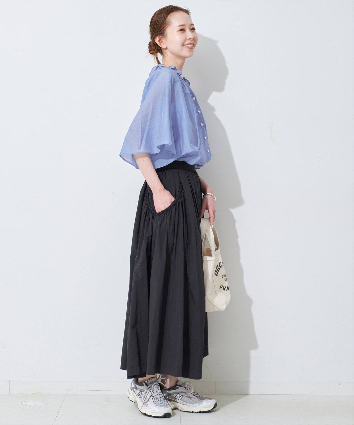 シルク混フリルカラー5分袖ブラウス（シャツ／ブラウス）｜SLOBE IENA