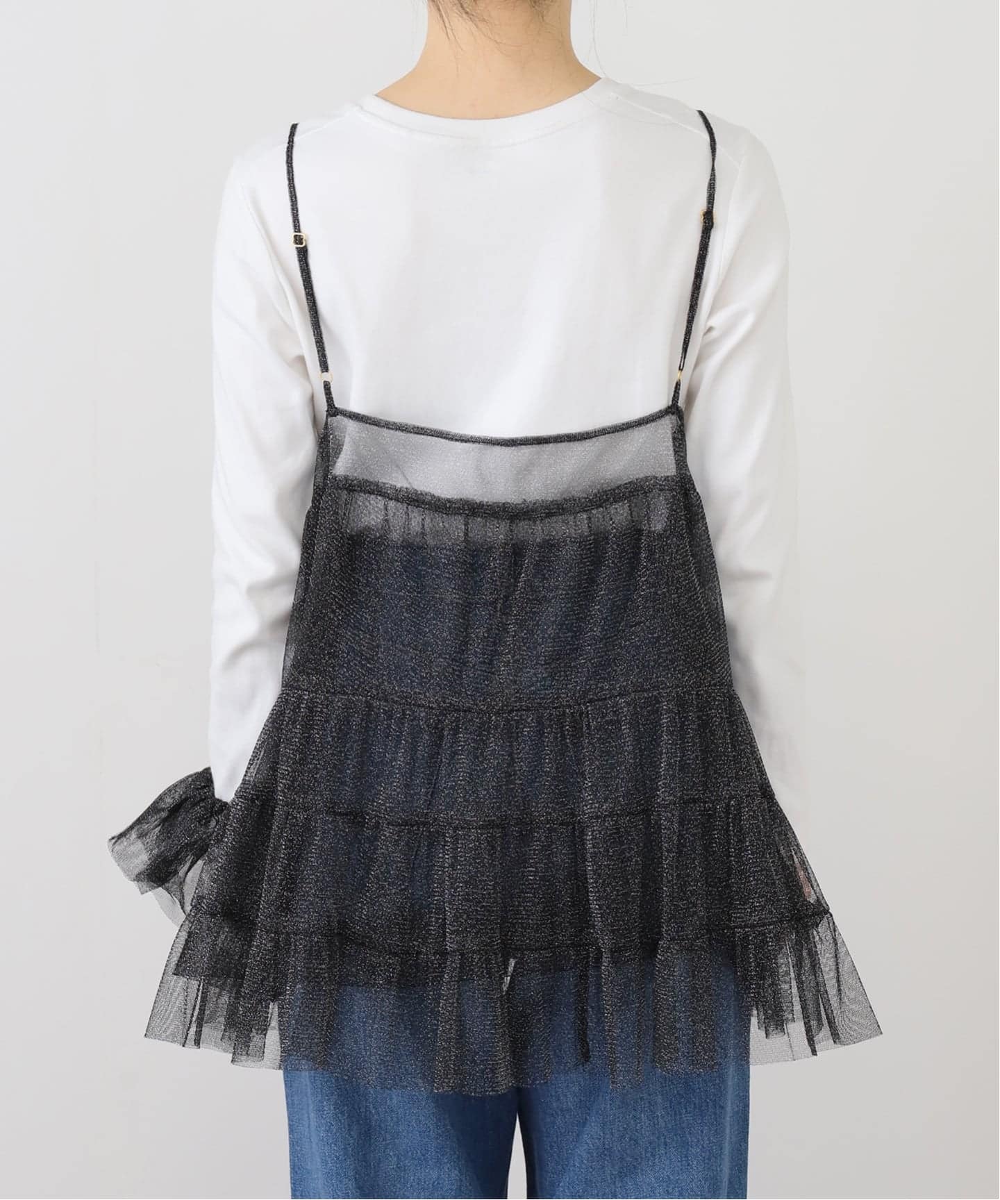 チュールティアードキャミブラウス シュシュSET（シャツ／ブラウス