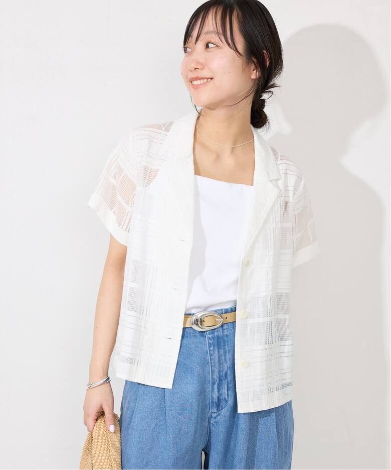 シアーチェック開襟ブラウス（シャツ／ブラウス）｜SLOBE IENA  