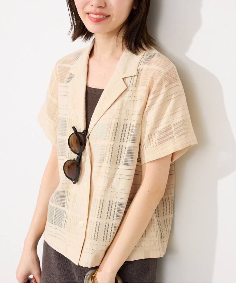 シアーチェック開襟ブラウス（シャツ／ブラウス）｜SLOBE IENA  