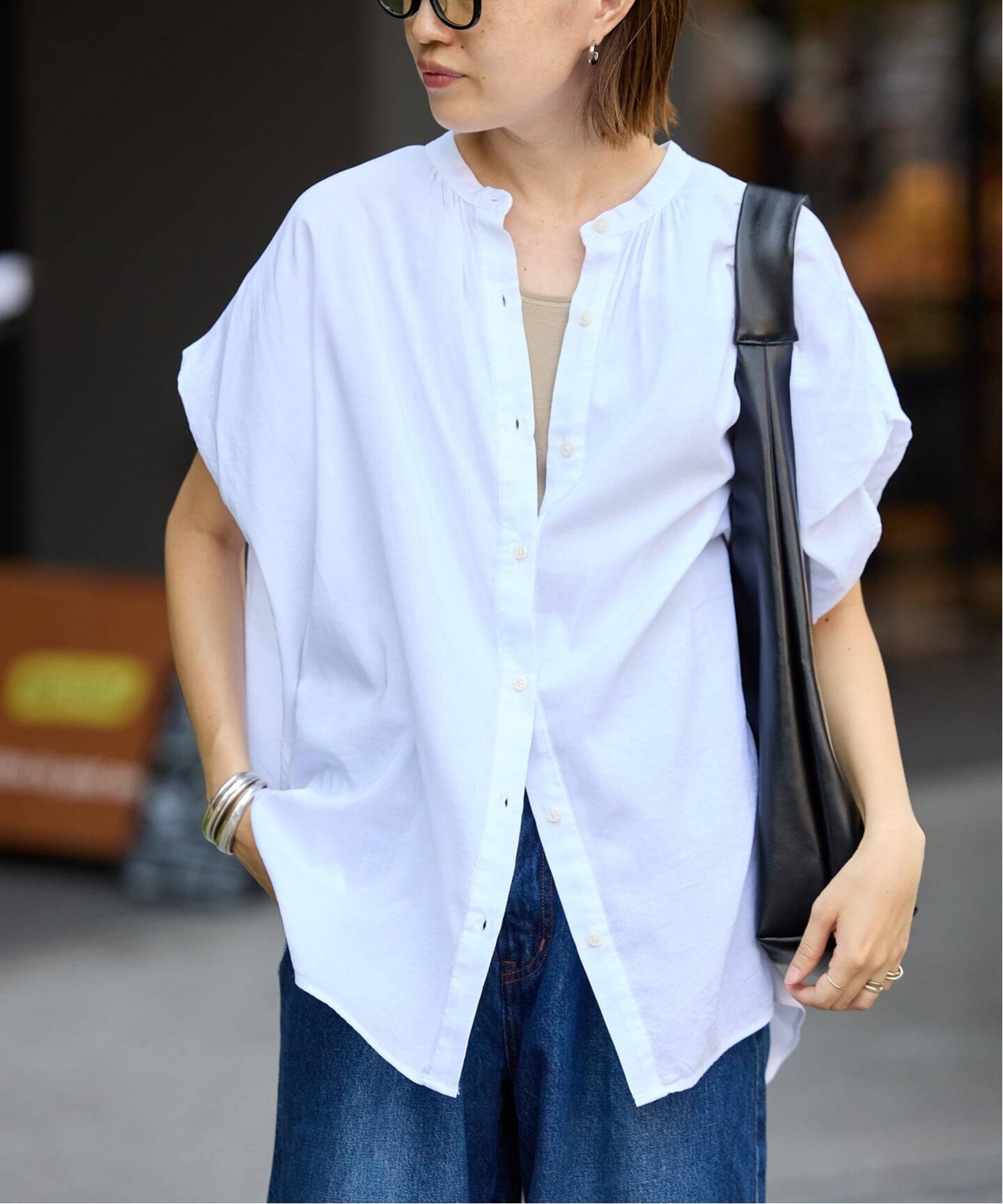 美品★SLOBE IENA ゆったりふんわりレーヨンボイルバンドカラーブラウス SLOBE IENA｜《WEB・一部店舗限定/追加》レーヨンボイルバンド
