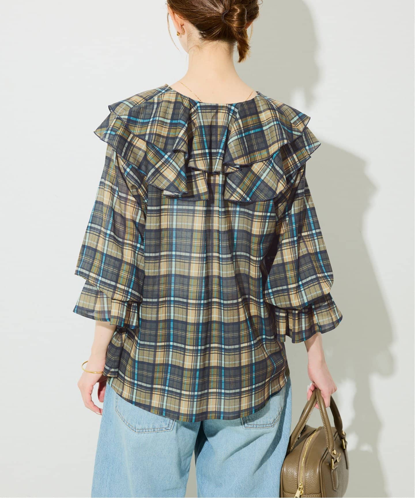 ブラウス シャツ フロントラッフルブラウス レディース Flolia ブラウス シャツ フロントラッフル七分袖ブラウス