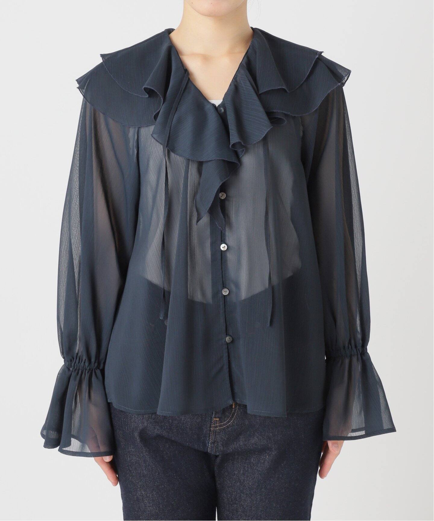 スローブイエナ♡フロントスキッパーラッフルブラウス♡2025AW 2025AW】スローブイエナ / フロントスキッパーラッフルブラウス