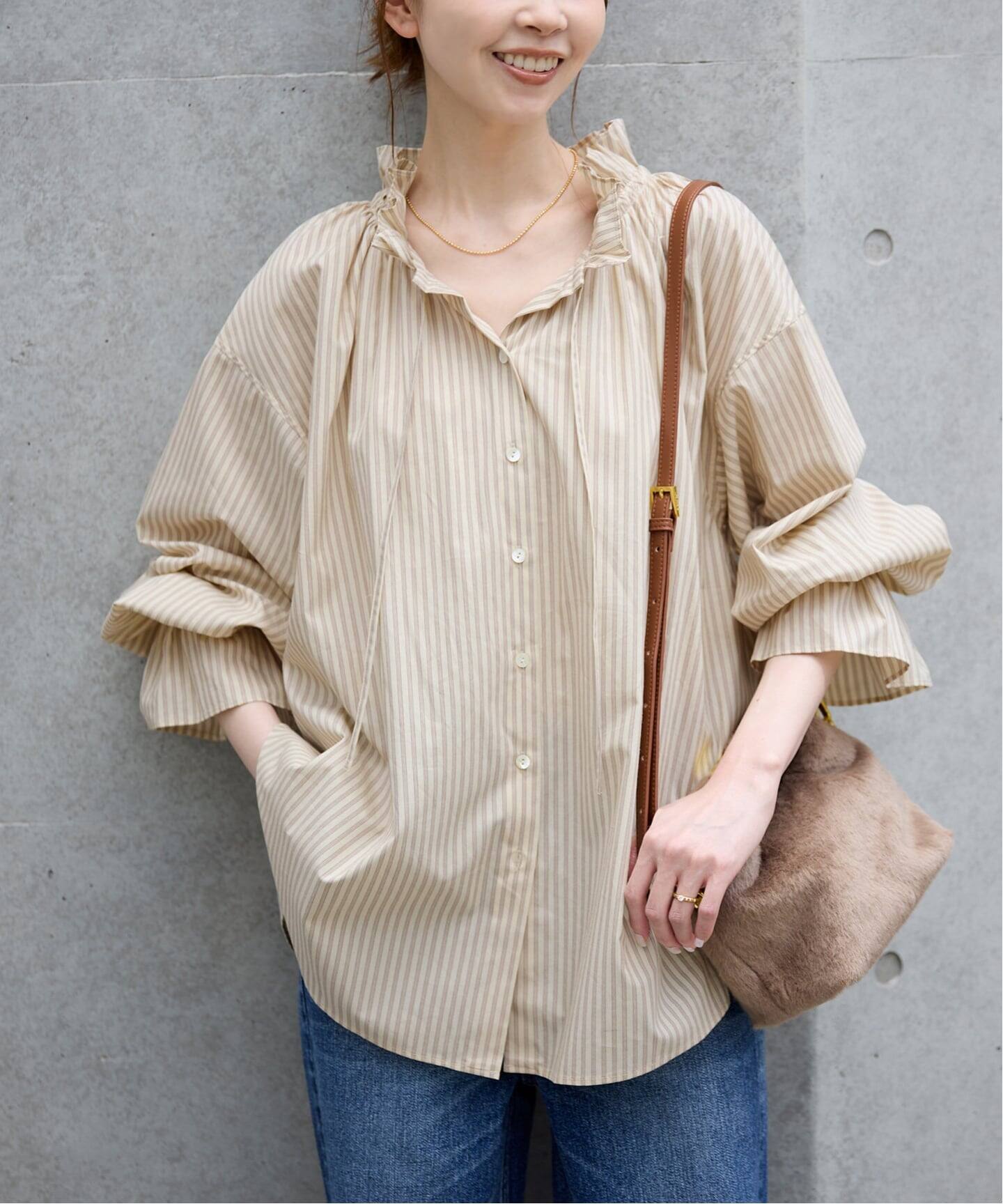 一部WEB・店舗限定カラーあり》タイプライターフリルカラーブラウス