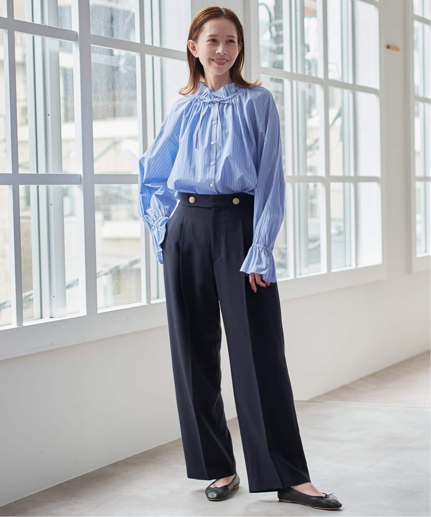 タイプライターフリルカラーブラウス　SLOBE IENA タイプライターフリルカラーブラウス（シャツ／ブラウス