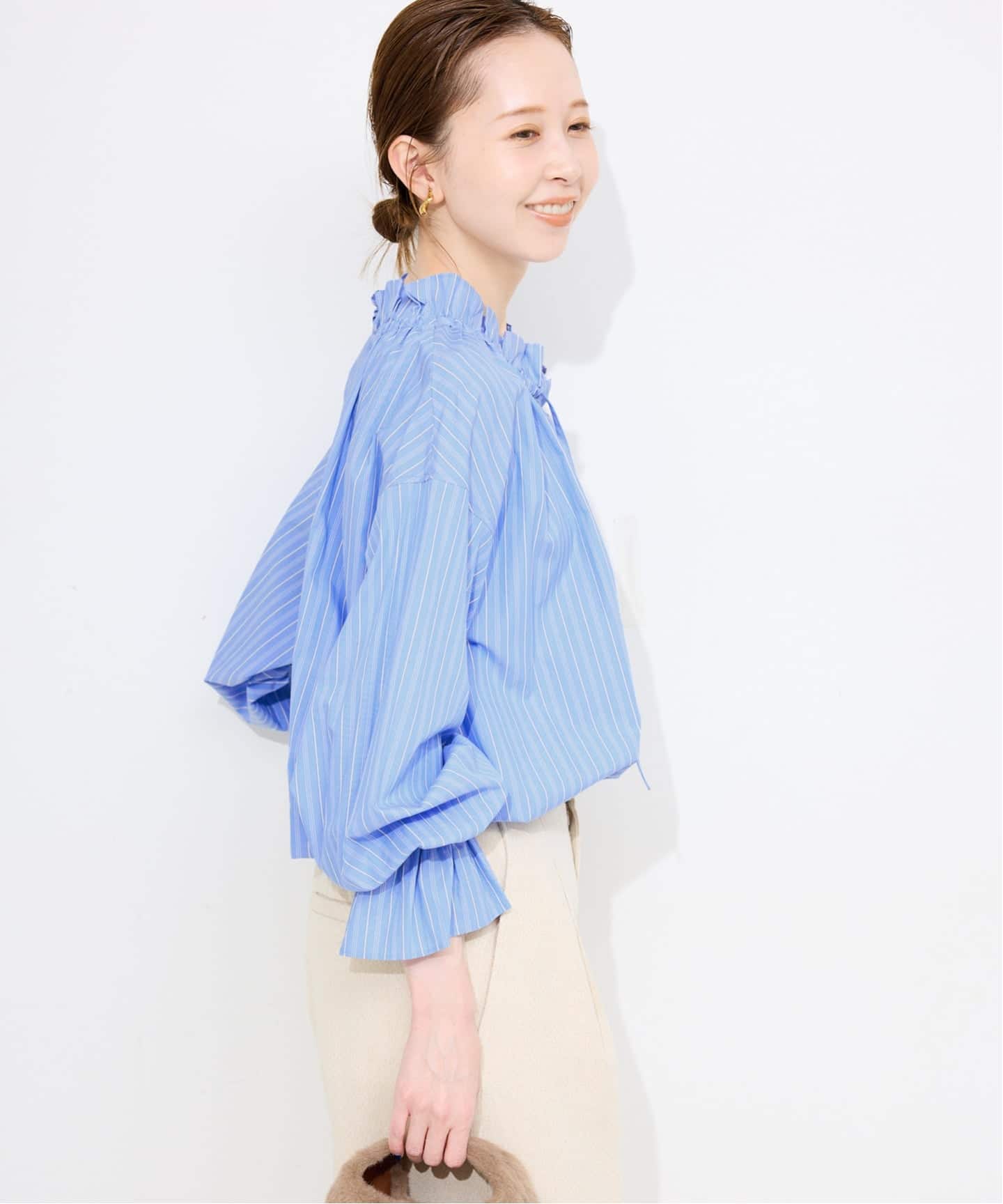 スローブイエナ☆タイプライターフリルカラーブラウス　新品ピンクA スローブ イエナ SLOBE IENA 《追加2》タイプライターフリル