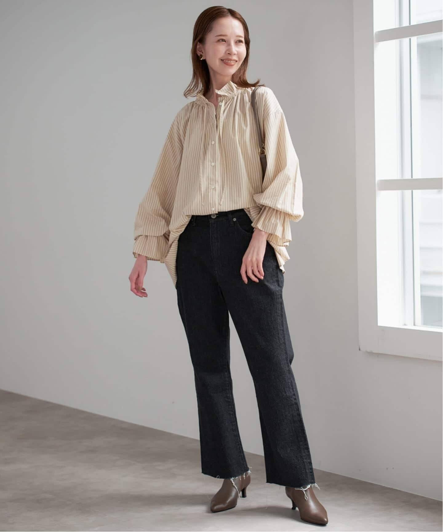 追加》タイプライターフリルカラーブラウス（シャツ／ブラウス