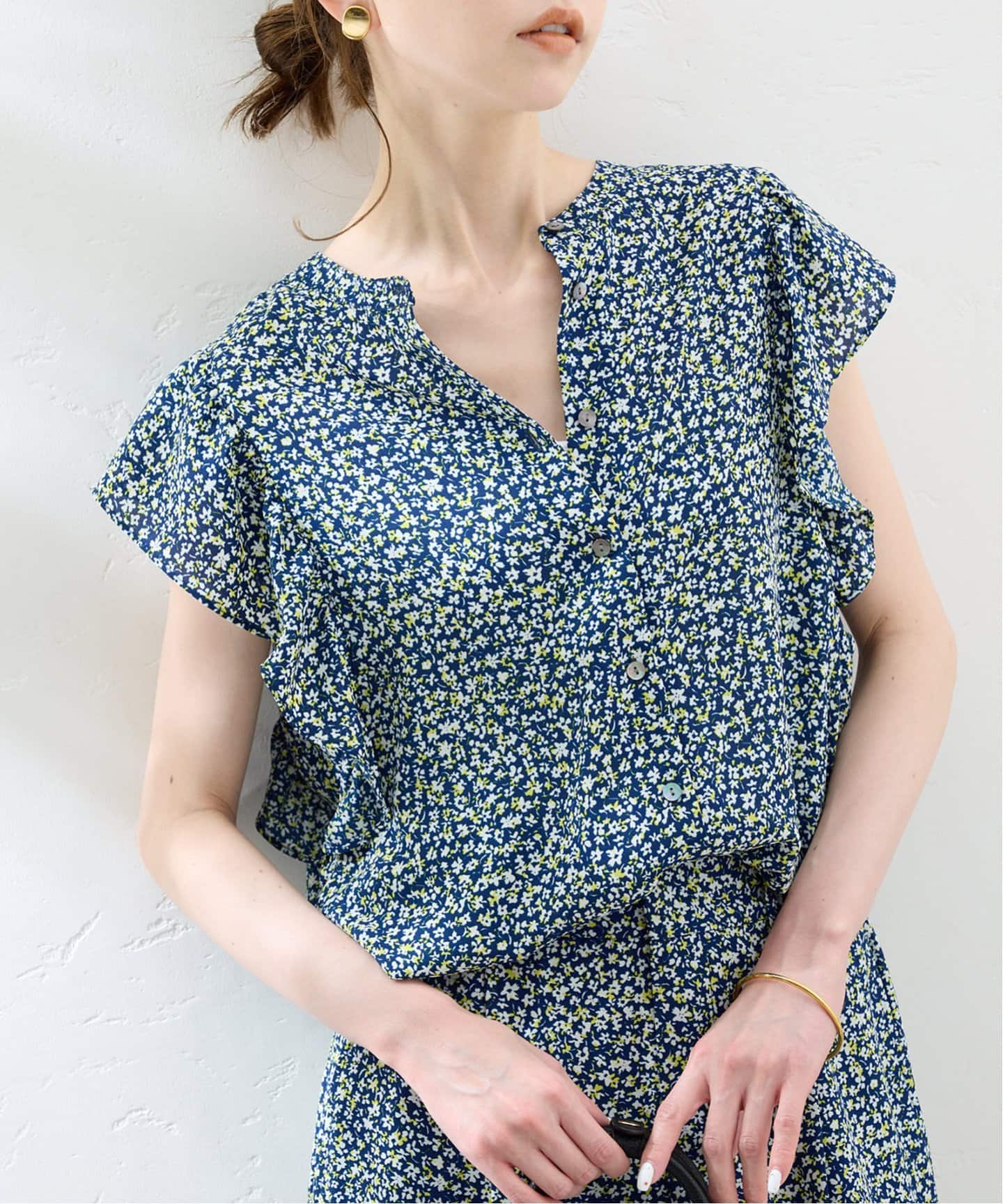 SLOBE IENAフレンチフリルスリーブフラワーブラウス　イエナ フレンチフリルスリーブフラワーブラウス（シャツ／ブラウス