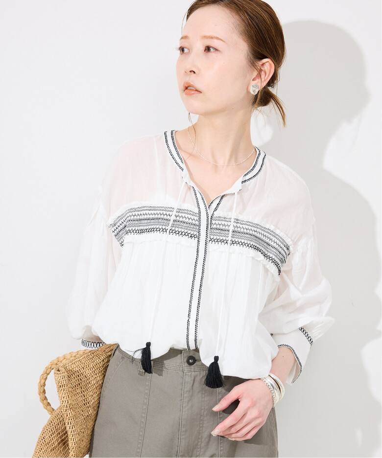 シャーリングシシュウスキッパーブラウス（シャツ／ブラウス）｜SLOBE 