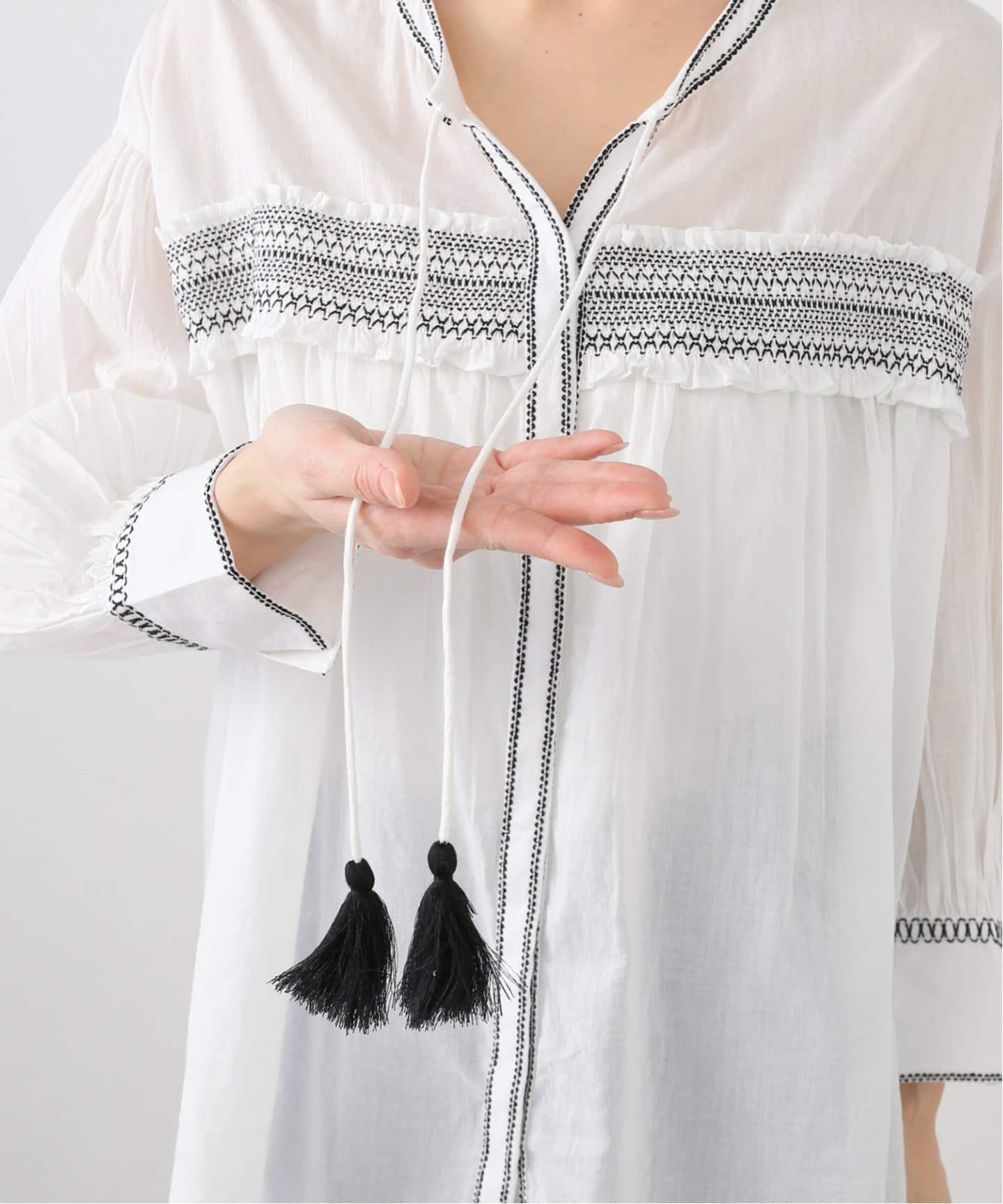 シャーリングシシュウスキッパーブラウス（シャツ／ブラウス