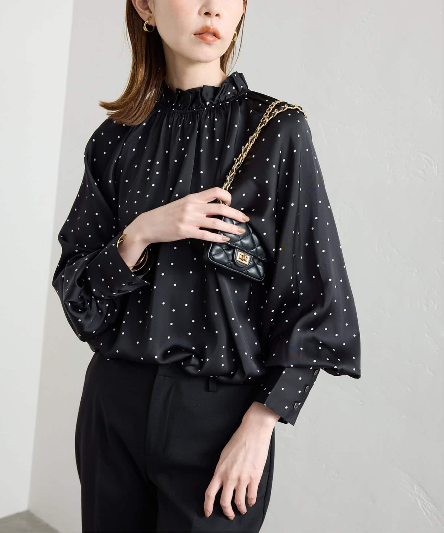 スローブ イエナ（SLOBE IENA）/【Jeu de Coeurs & Pois】ドットギャザーブラウス Jeu de Coeurs & Pois】ドットギャザーブラウス（シャツ／ブラウス