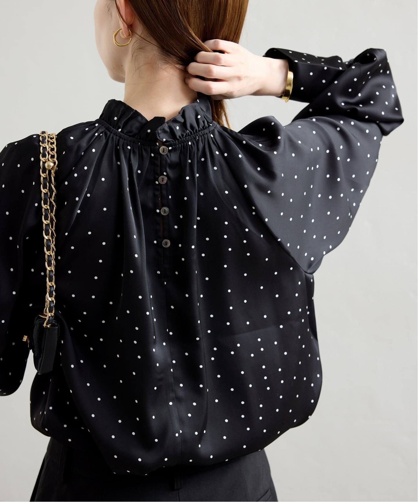 スローブ イエナ（SLOBE IENA）/【Jeu de Coeurs & Pois】ドットギャザーブラウス Jeu de Coeurs & Pois】ドットギャザーブラウス（シャツ／ブラウス