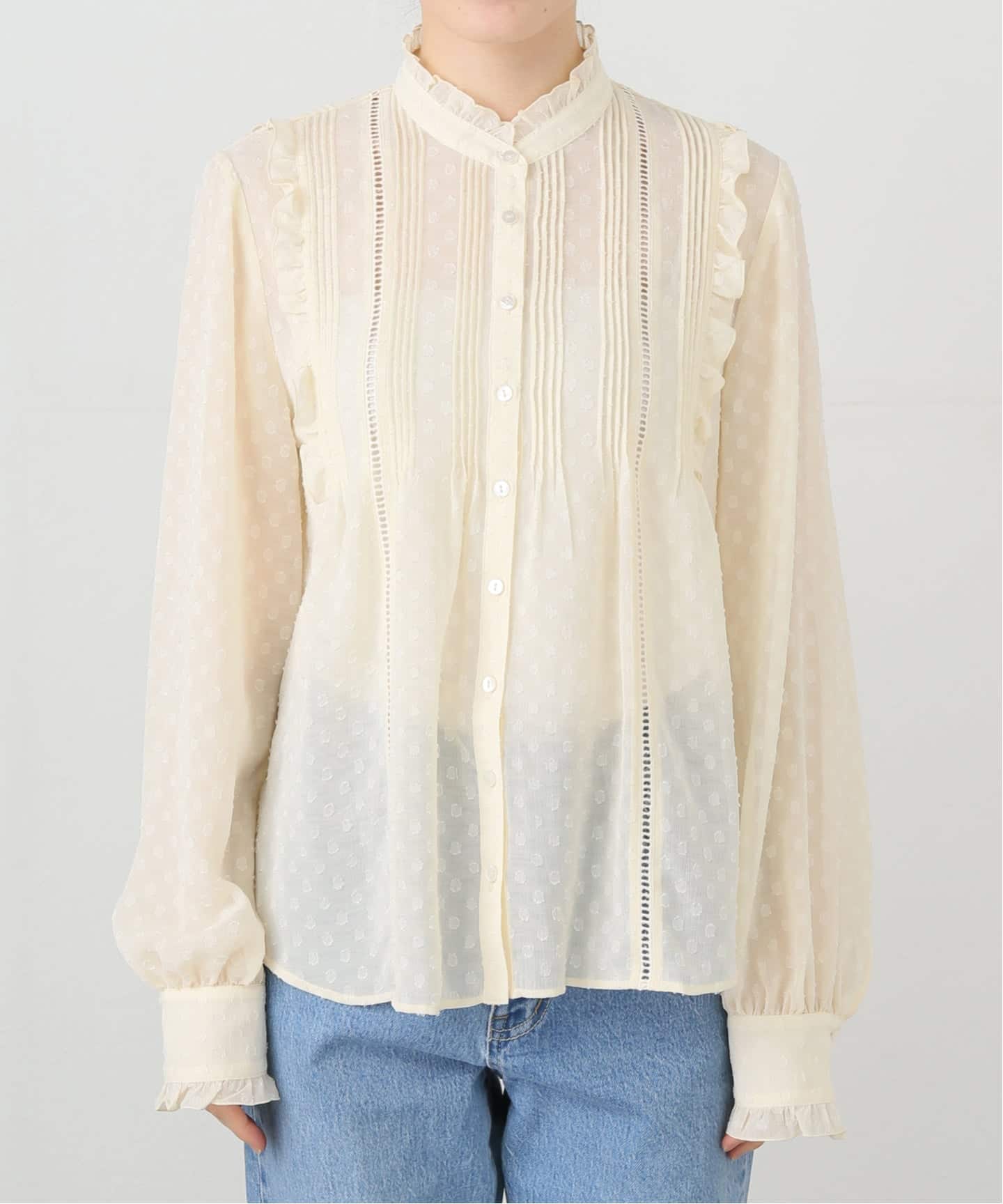 ジャガードピンタックフリルブラウス（シャツ／ブラウス）｜SLOBE IENA