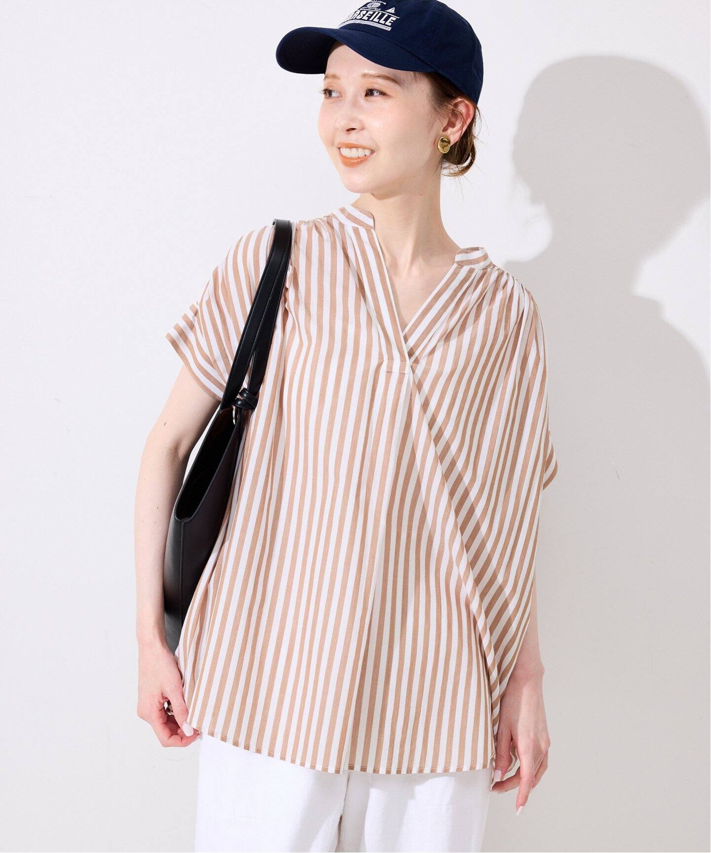 ボイルスキッパーワイドギャザーブラウス（シャツ／ブラウス）｜SLOBE 