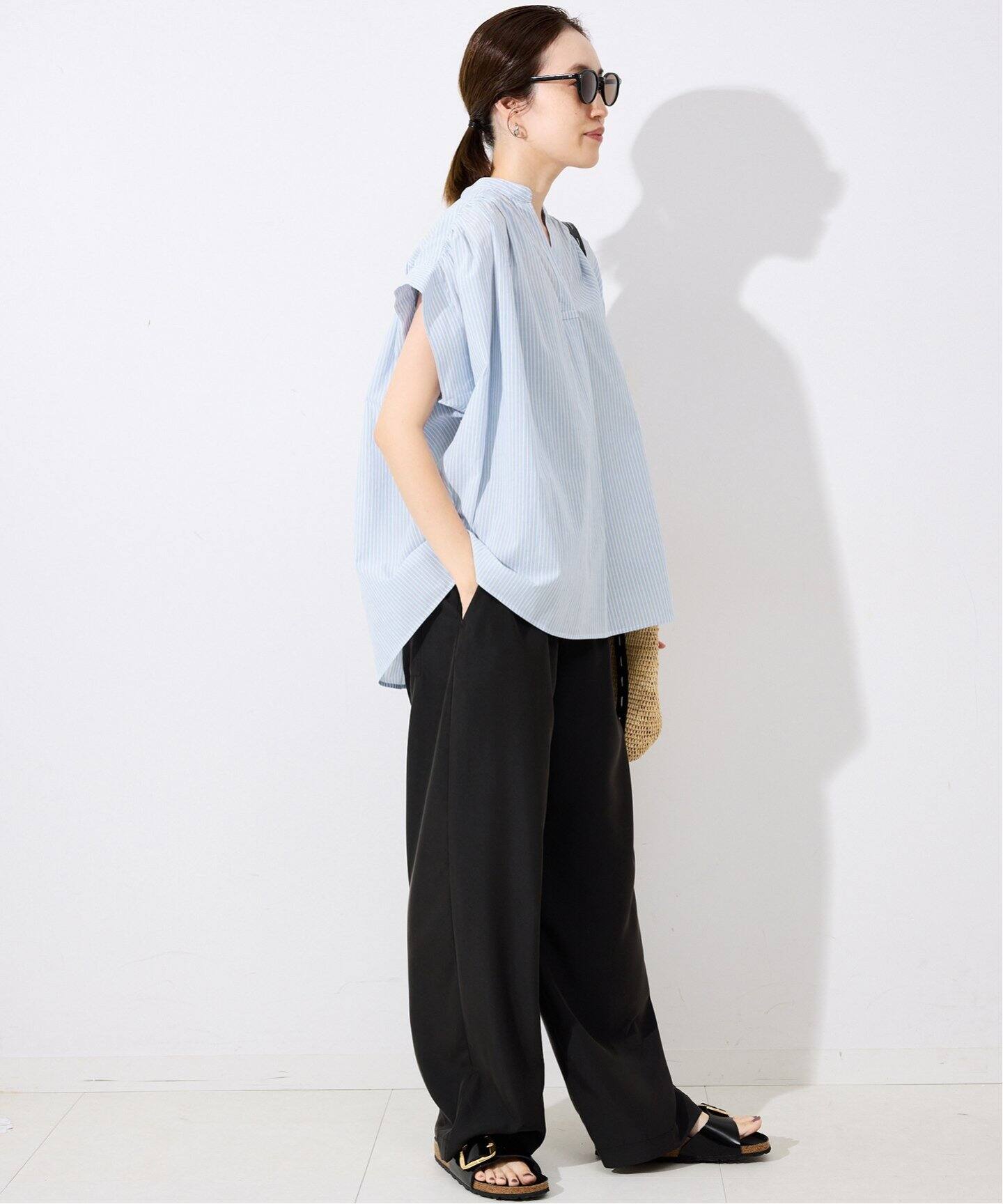 ボイルスキッパーワイドギャザーブラウス（シャツ／ブラウス）｜SLOBE