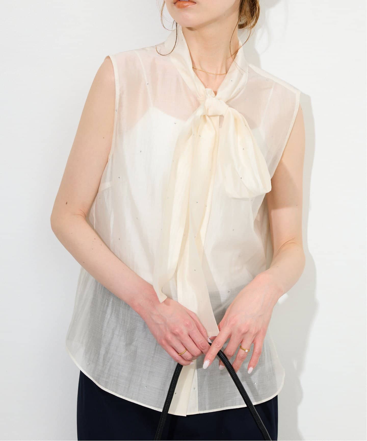 NINA RICCI/ニナ リッチ SILK SEERSUCKER DOTS TOP ブラウス