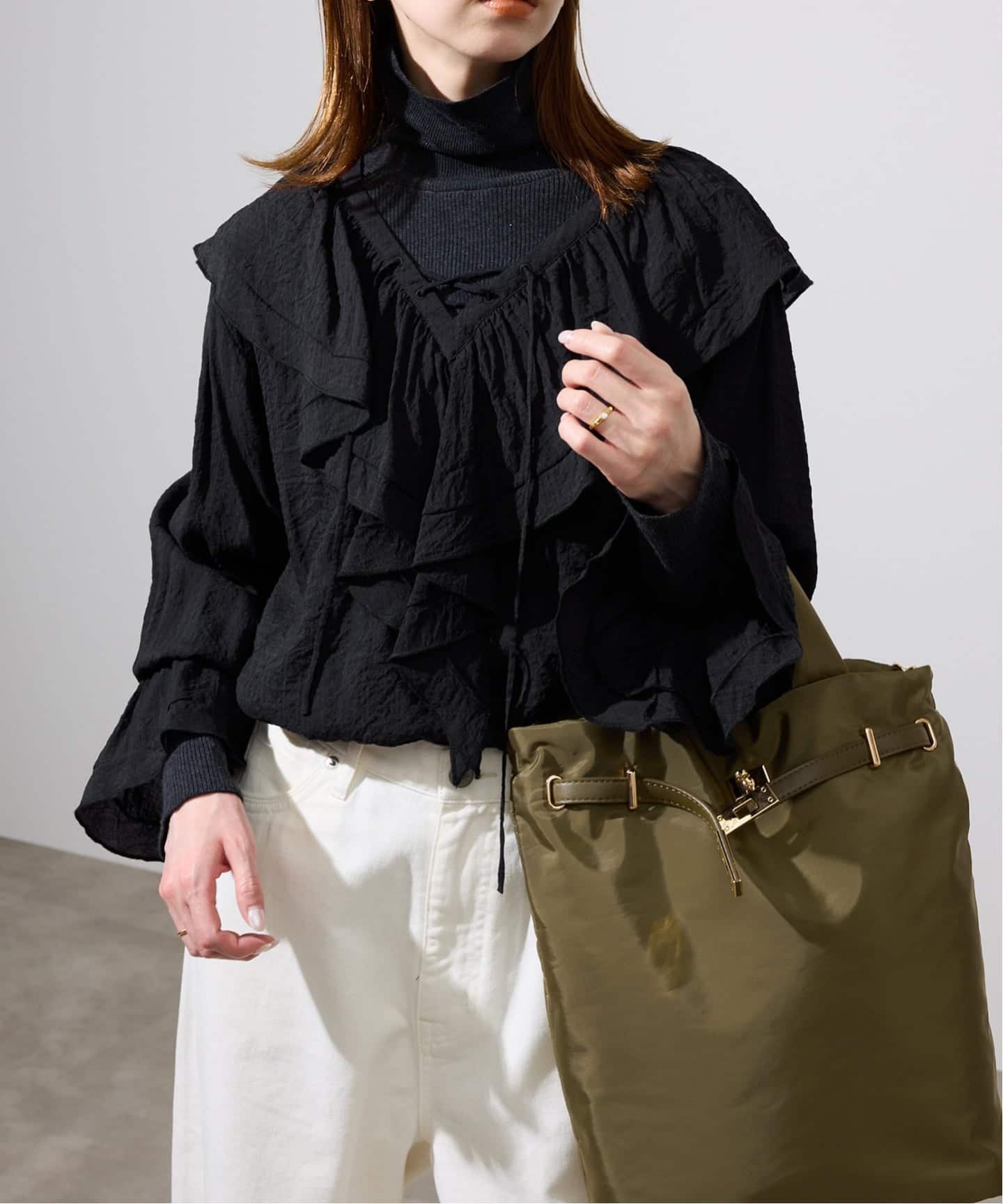 ラッフルレースアップブラウス（シャツ／ブラウス）｜SLOBE IENA