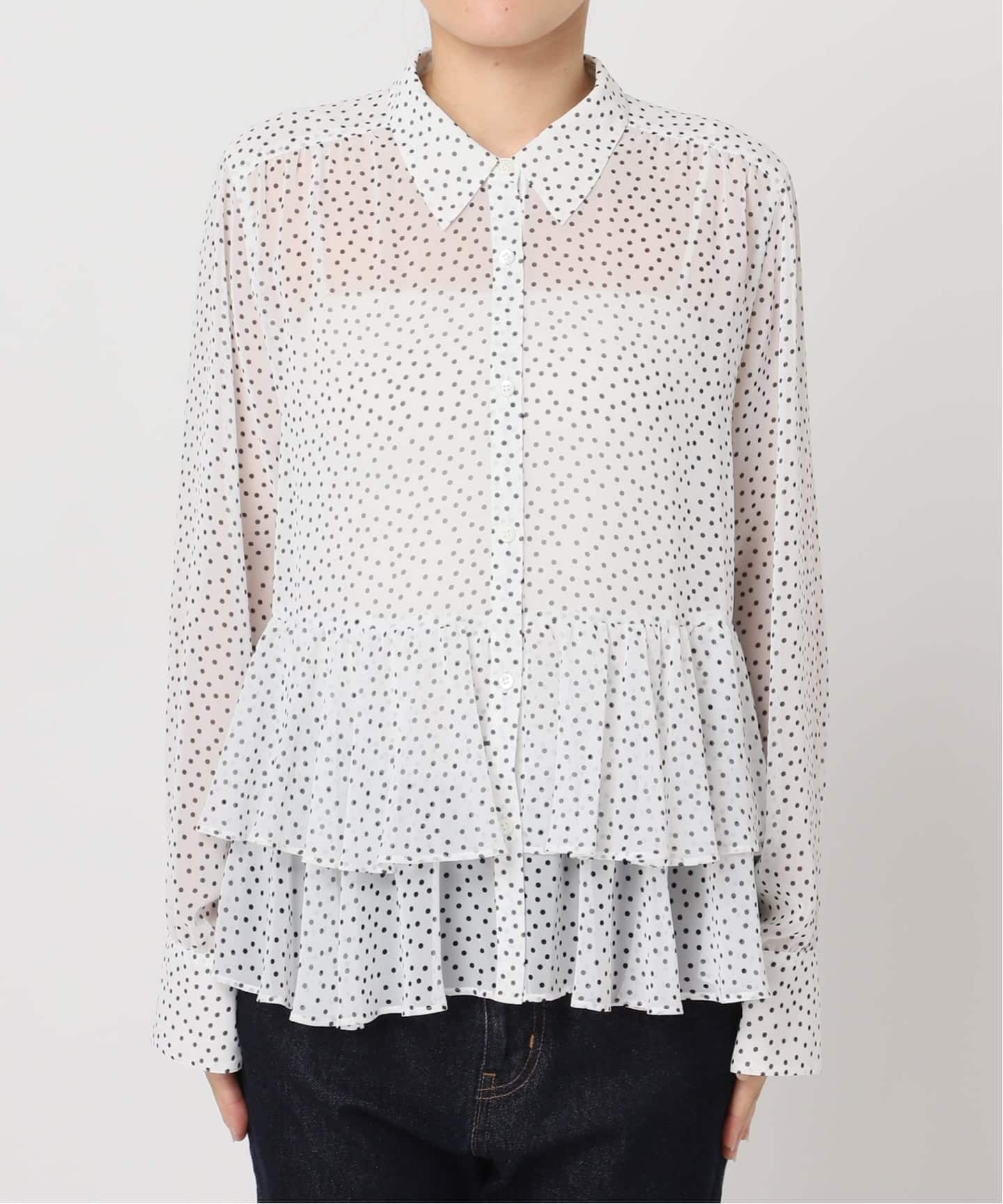 Jeu de Coeurs & Pois】ドットフリルリーシャツ（シャツ／ブラウス