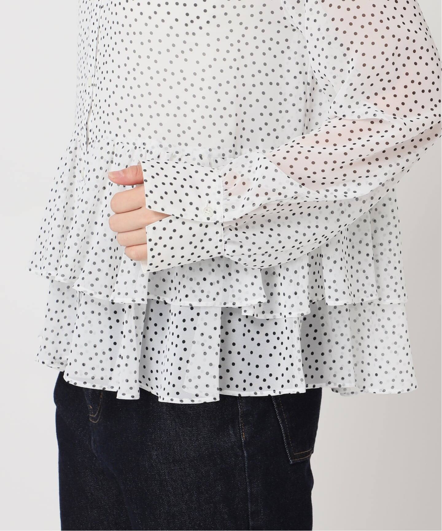 Jeu de Coeurs & Pois】ドットフリルリーシャツ（シャツ／ブラウス