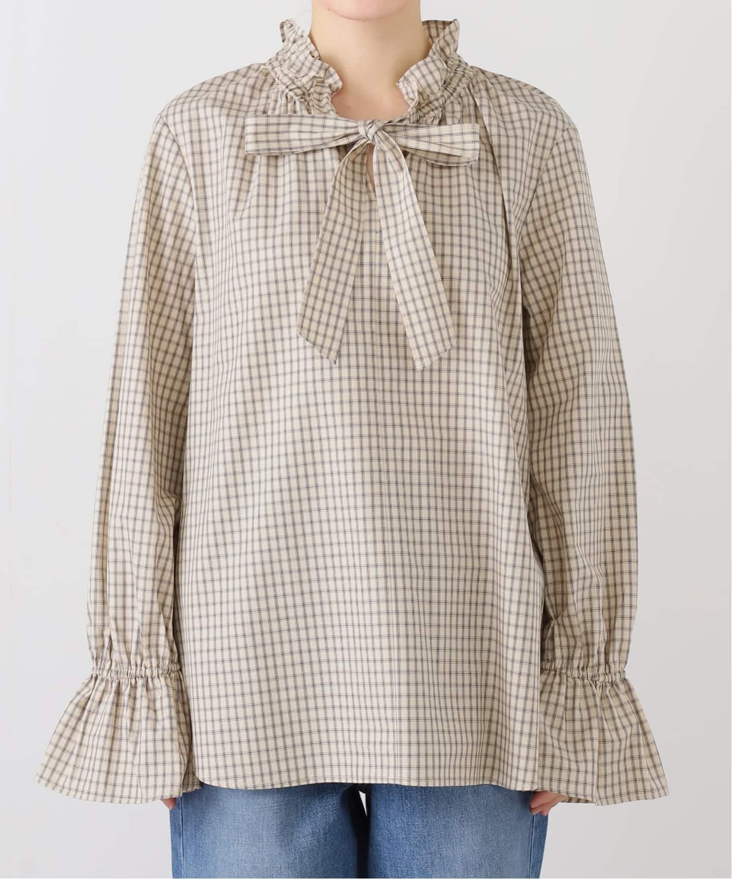 コットンチェックフリルブラウス（シャツ／ブラウス）｜SLOBE IENA