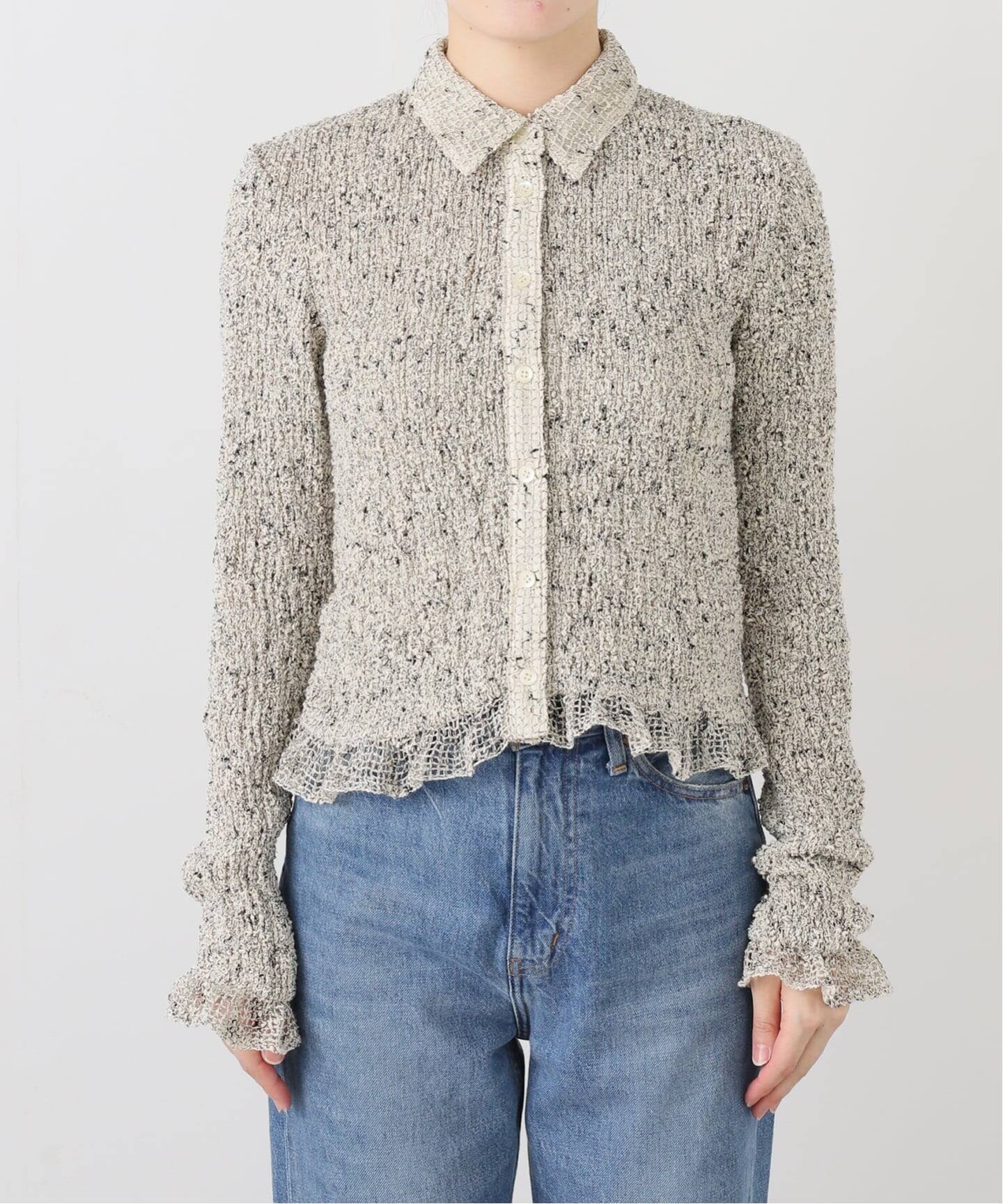 クラネ 長袖シャツ ブラウス  25SS MIX MESH GATHER SHIRT 19122-4332 レディース SIZE 1 (S) CLANE CLANE/クラネ MIX MESH GATHER SHIRT 19122-4332（シャツ／ブラウス