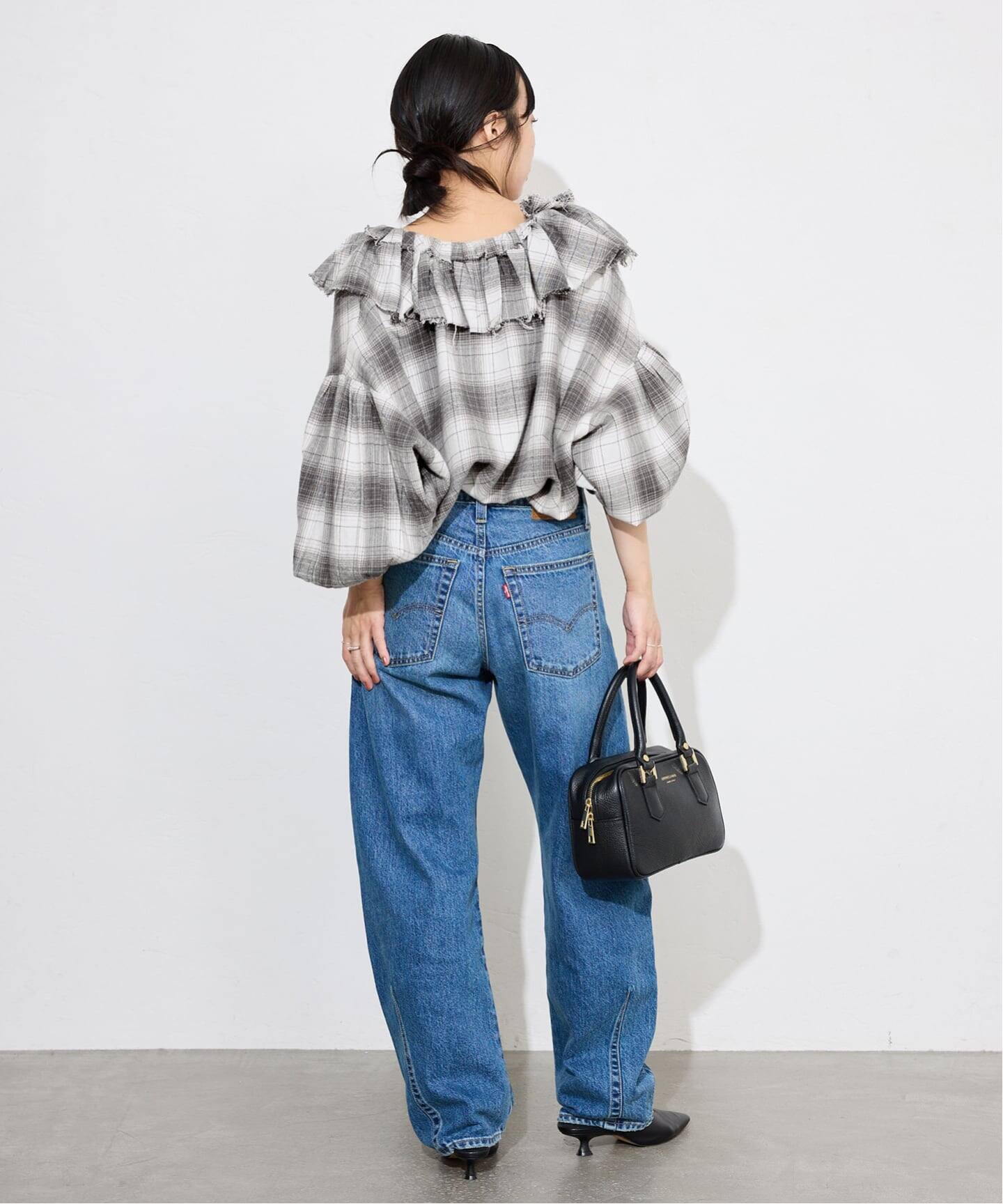 希少‼️crinkle crinkle crinkles ネルチェックラッフルBL crinkle crinkle crinkle SLOBE別注 ネルチェックラッフルブラウス CC