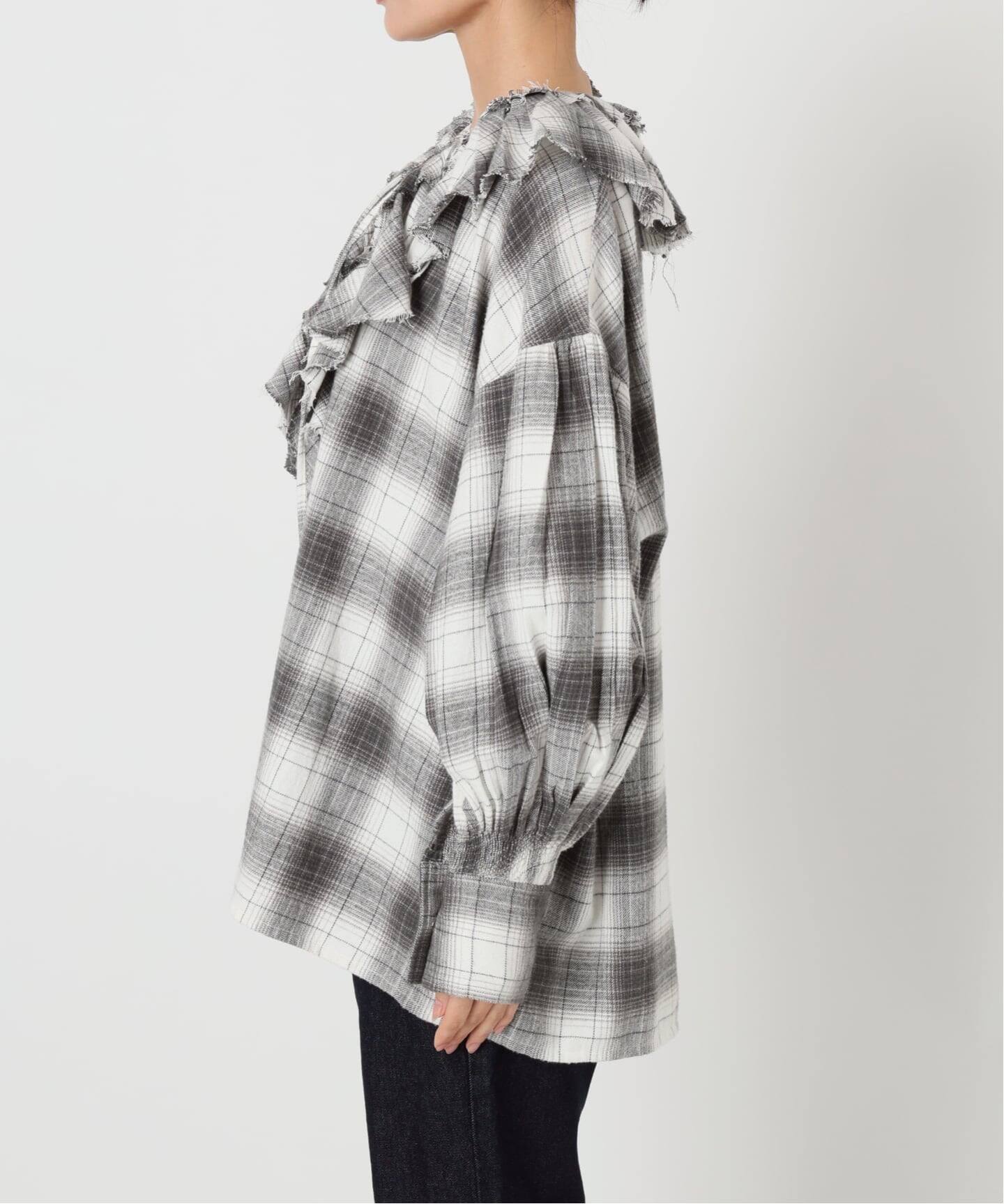 crinkle crinkle crinkle SLOBE別注 ネルチェックラッフルブラウス CC