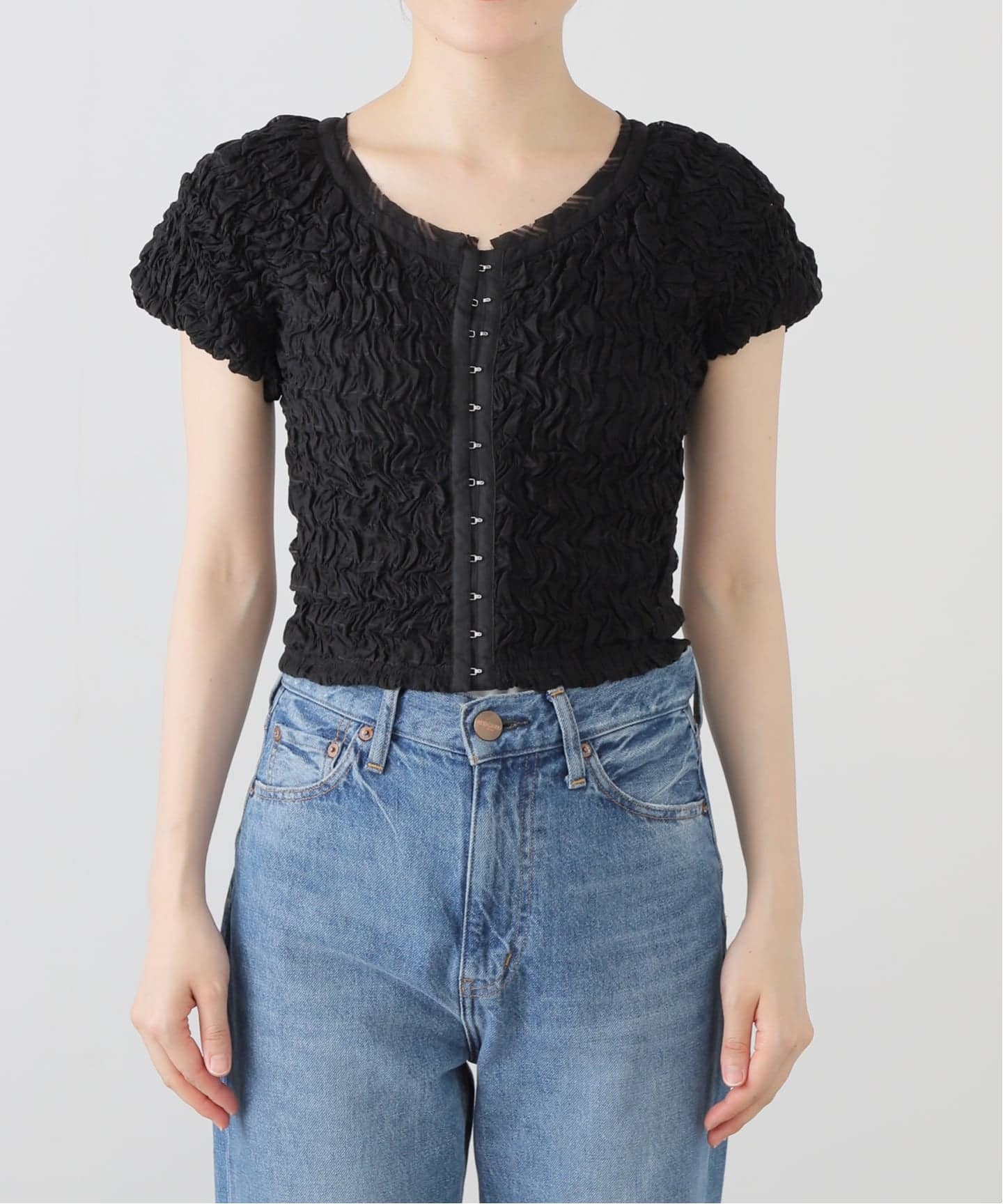 CLANE 正規商品 トップス クラネ シャーリング パフ トップス SHIRRING PUFF TOPS アイボリー/レッド/ブラック IVORY/RED/BLACK 3色展開 2025秋冬新作 CLANE - シャーリングパフスリーブトップス - SHIRRING PUFF