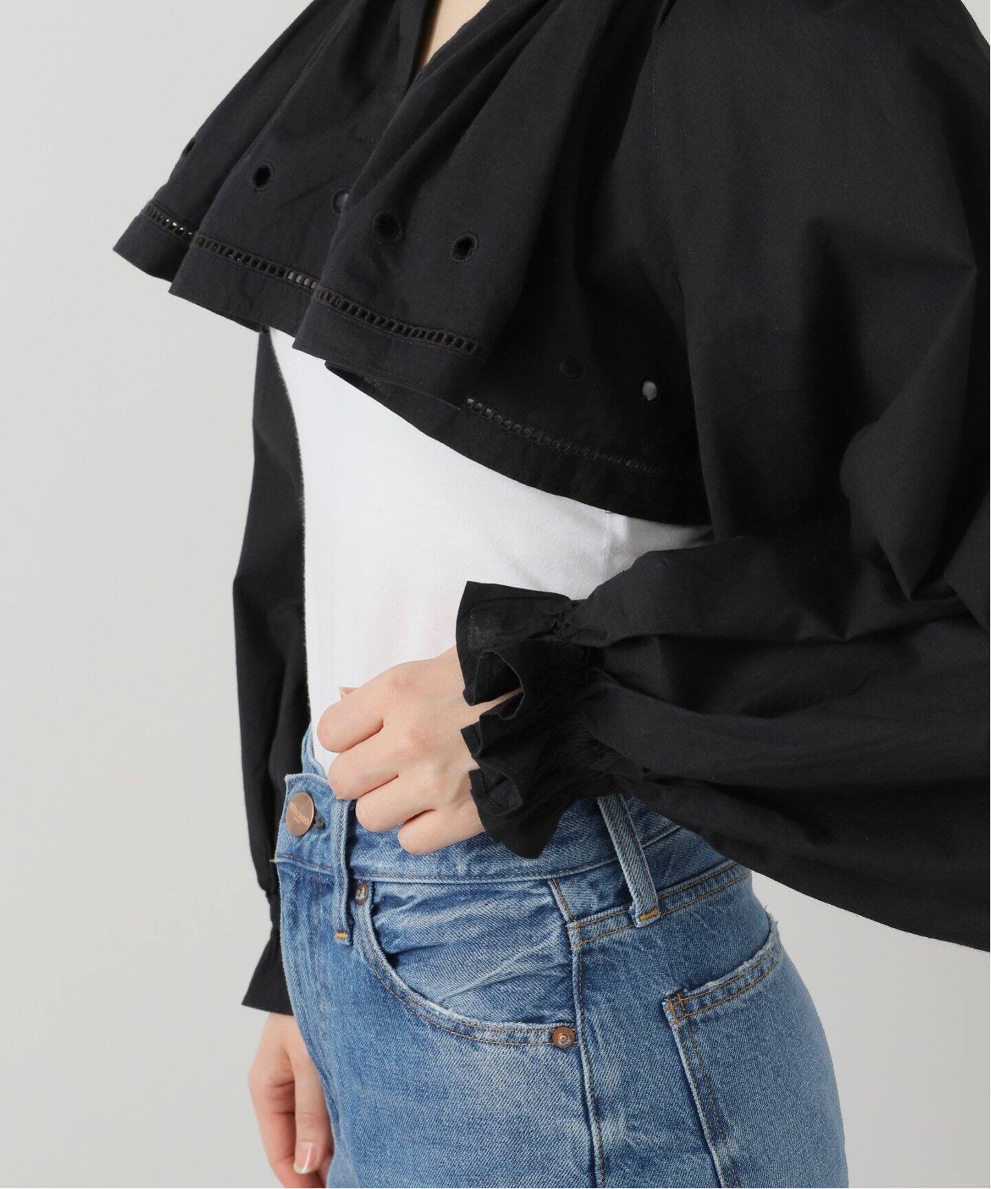 トップス crinkle crinkle crinkle crinkle crinkle crinkle embroidery クロップド ブラウス CC