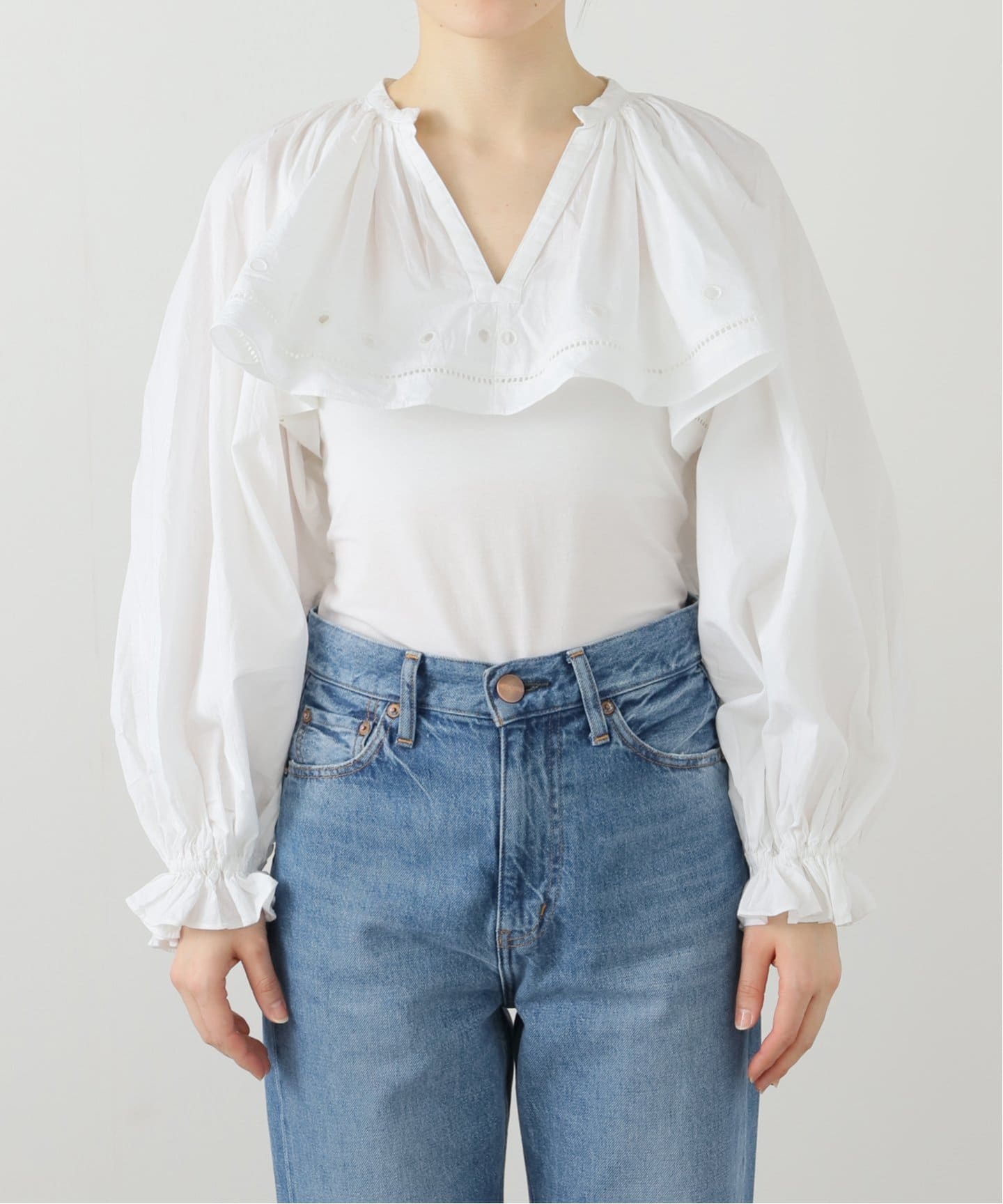 トップス crinkle crinkle crinkle crinkle crinkle crinkle embroidery クロップド ブラウス CC