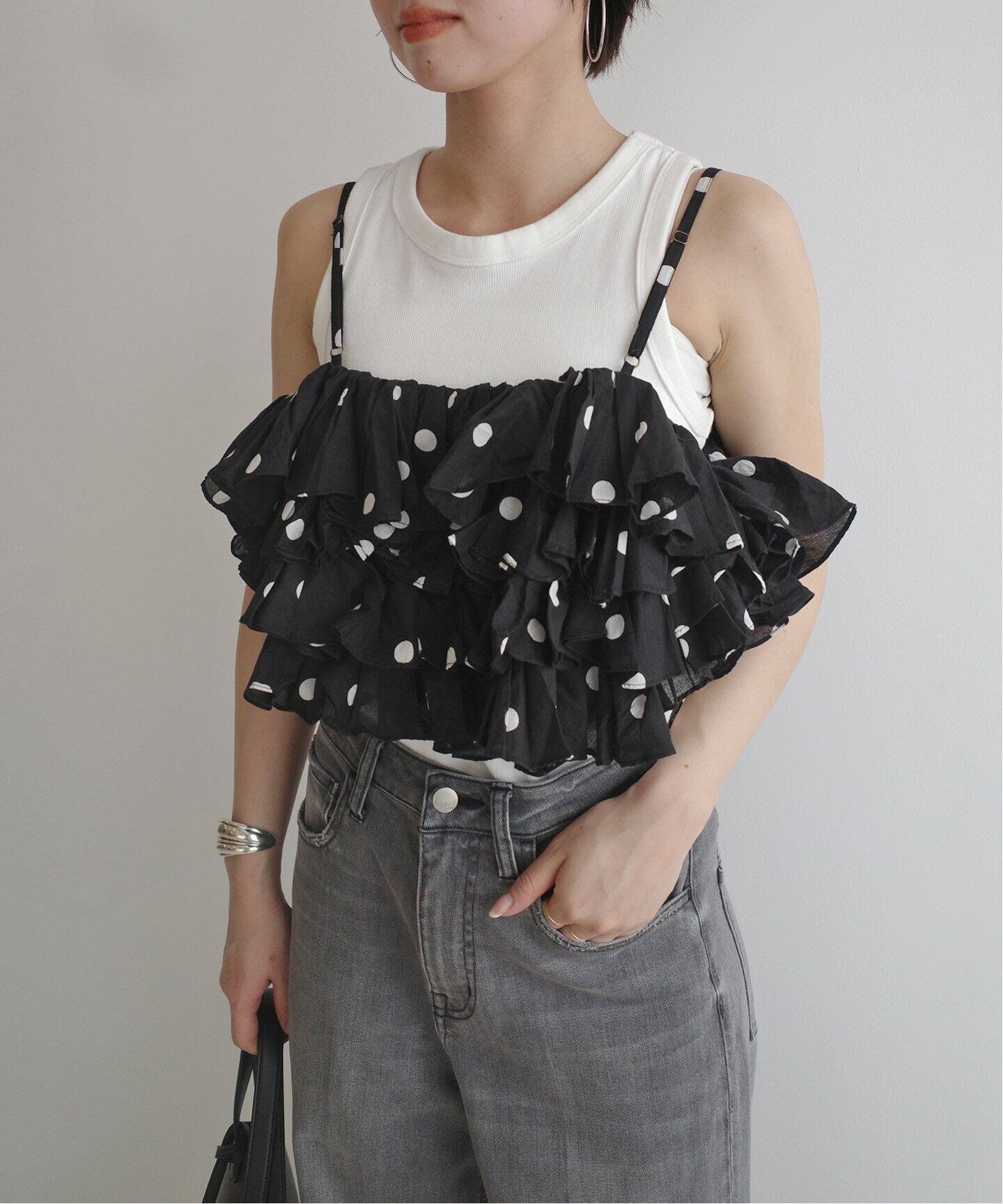 crinkle crinkle crinkle ドット柄キャミソール 