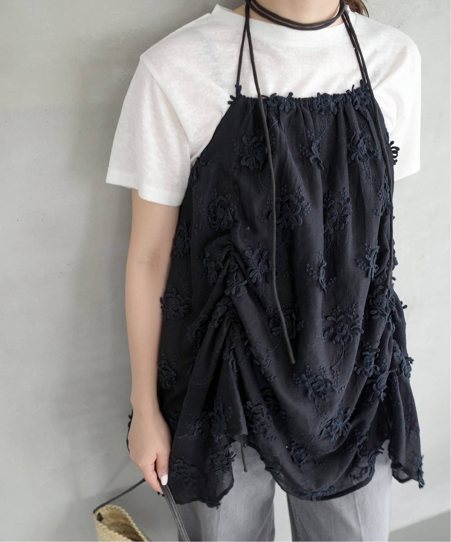 crinkle crinkle crinkle SLOBE別注 embroidery camisole