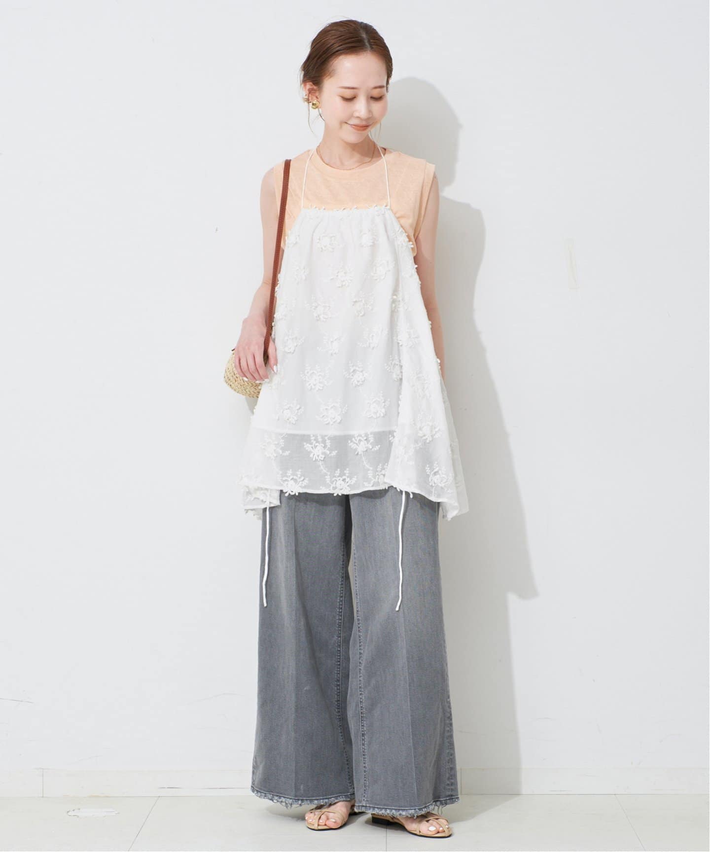 crinkle crinkle crinkle SLOBE別注 embroidery camisole