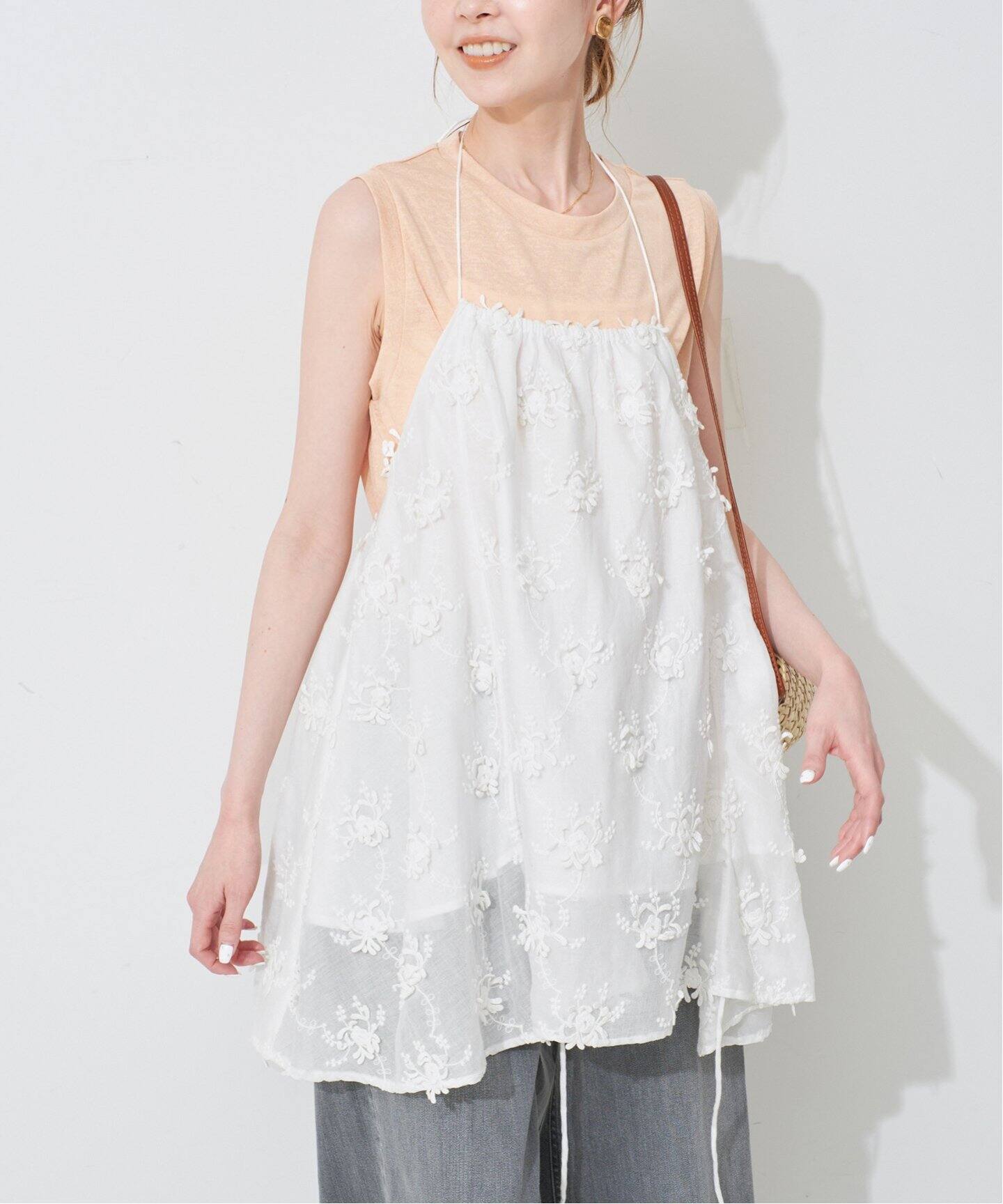crinkle crinkle crinkle SLOBE別注 embroidery camisole