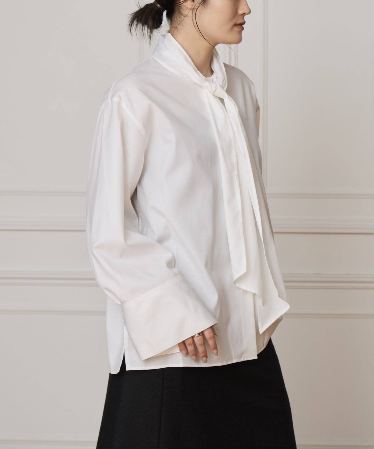 IENA LA BOUCLE コットンフロンタブルボウタイブラウス（シャツ