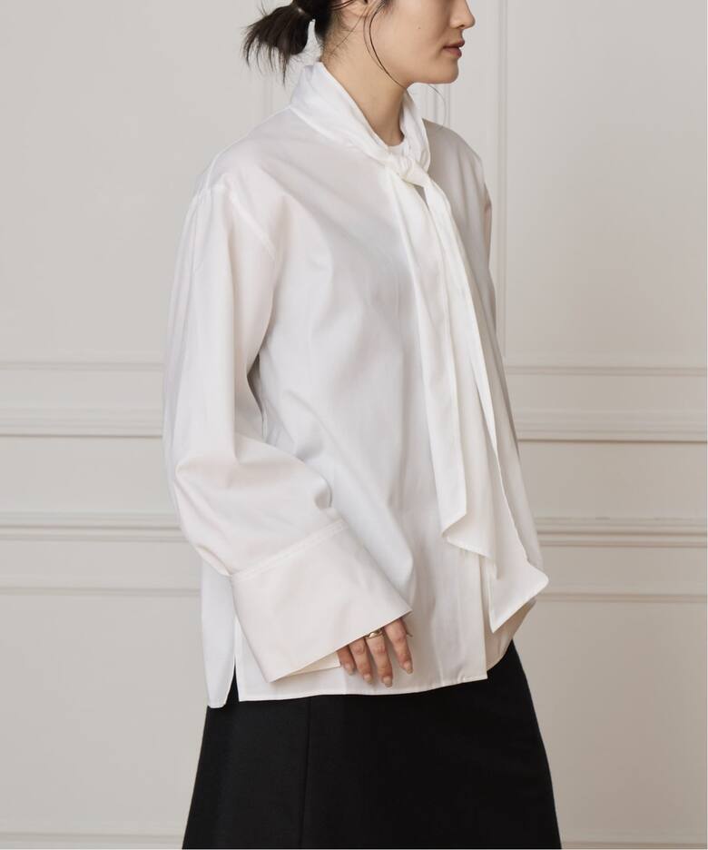 IENA LA BOUCLE コットンフロンタブルボウタイブラウス（シャツ 