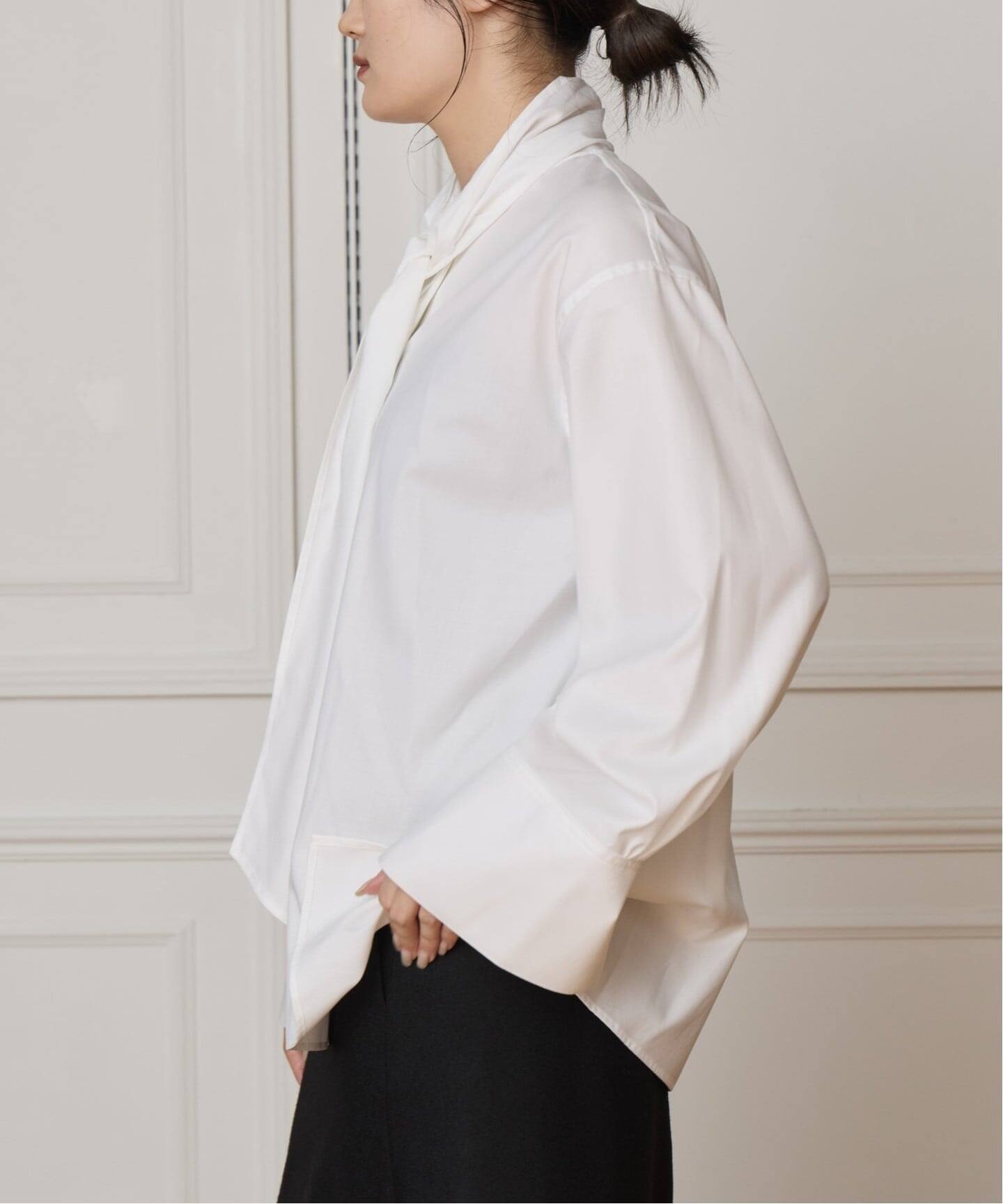 IENA LA BOUCLE コットンフロンタブルボウタイブラウス（シャツ 