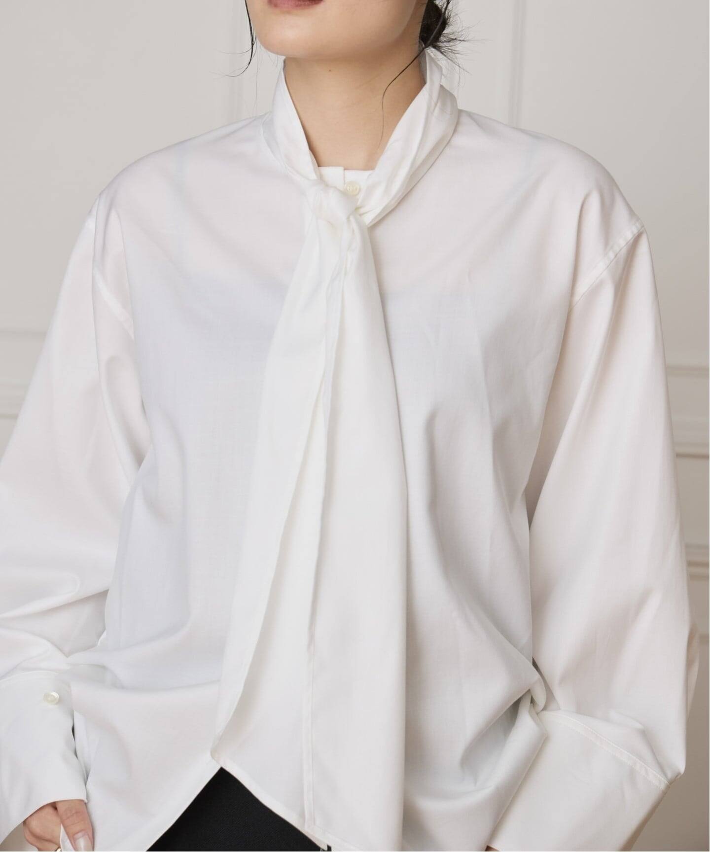 IENA LA BOUCLE コットンフロンタブルボウタイブラウス（シャツ 
