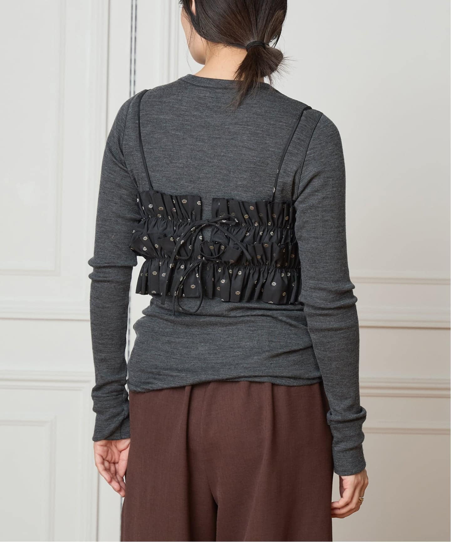 新品♡イエナIENAの柄フリルトップス IENA LA BOUCLE JQフリルビスチェ（その他トップス）｜IENA（イエナ