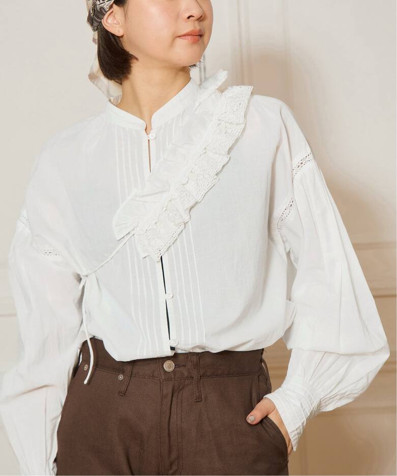 IENA LA BOUCLE コットンボイルフリルカラーマルチWAYブラウス（シャツ 