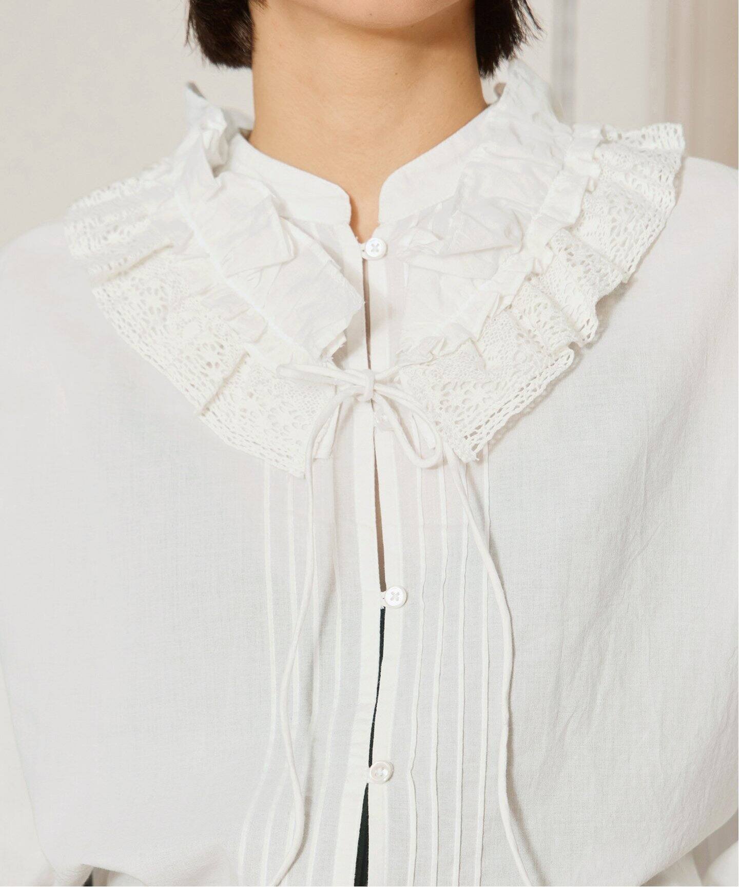 IENA LA BOUCLE コットンボイルフリルカラーマルチWAYブラウス（シャツ 