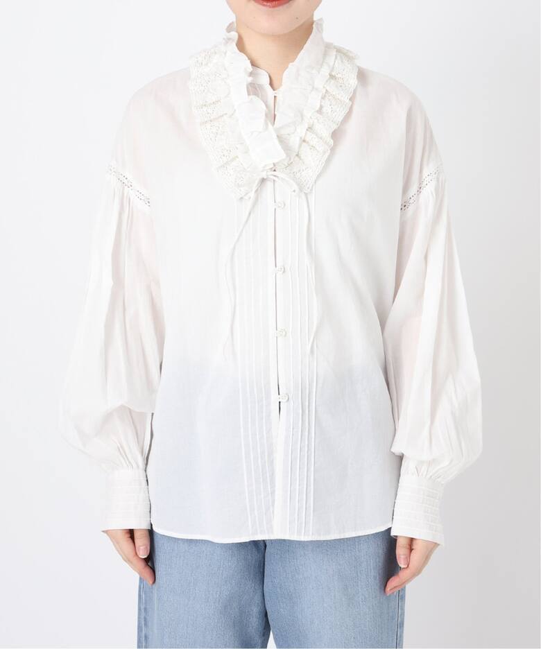 IENA LA BOUCLE コットンボイルフリルカラーマルチWAYブラウス（シャツ 