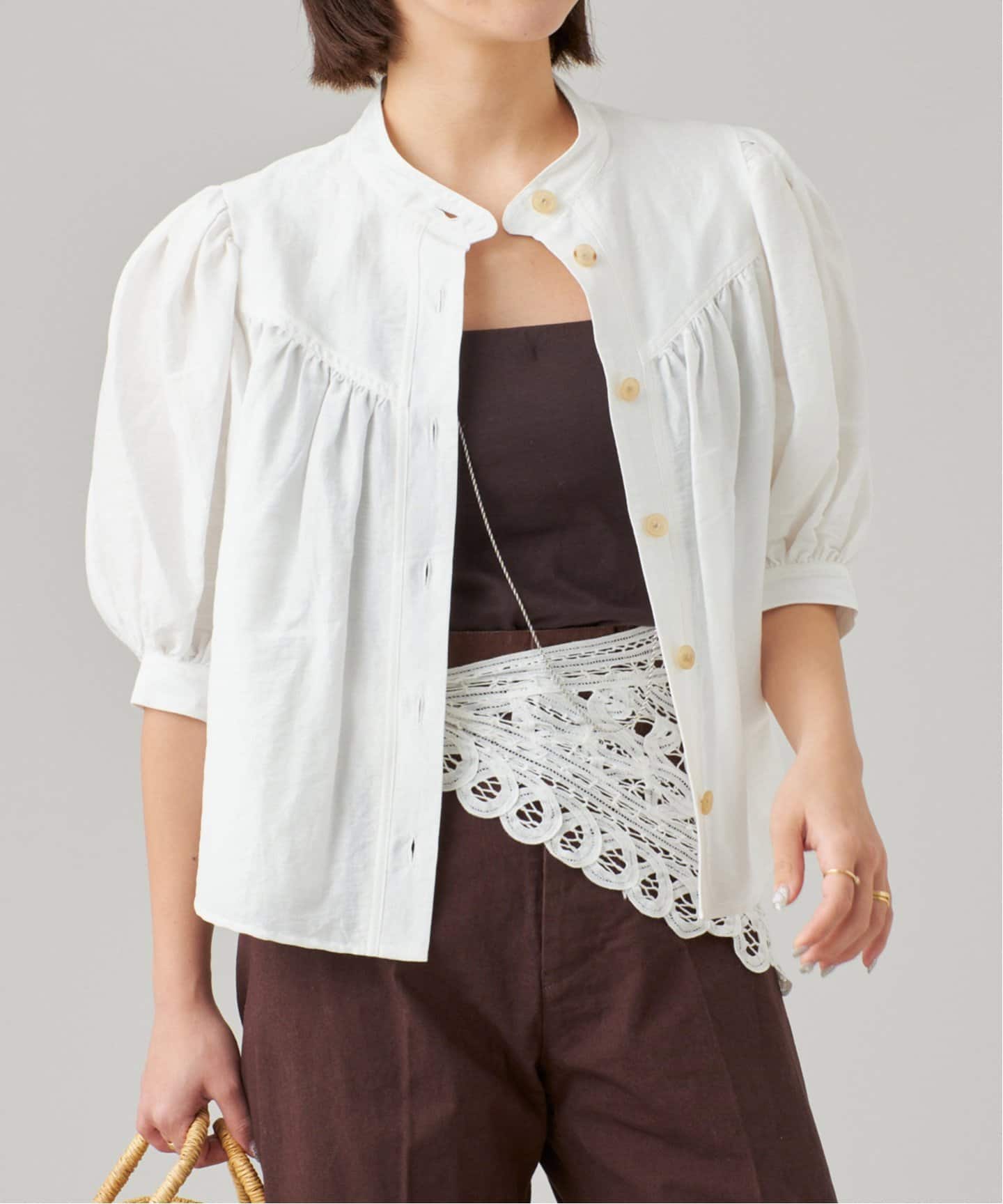 美品　22SS IENA LA BOUCLE コットンタックスリーブブラウス 白 ce014-73714-02b.jpg?basethum=225