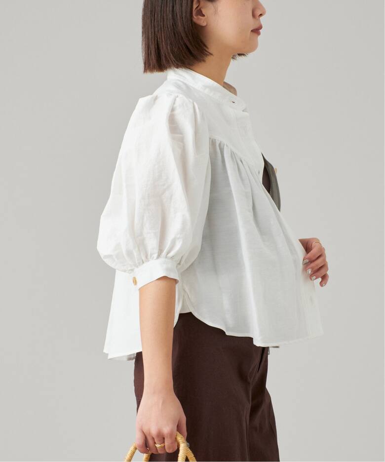 IENA LA BOUCLE ブライトスラブパフショルダーブラウス（シャツ 