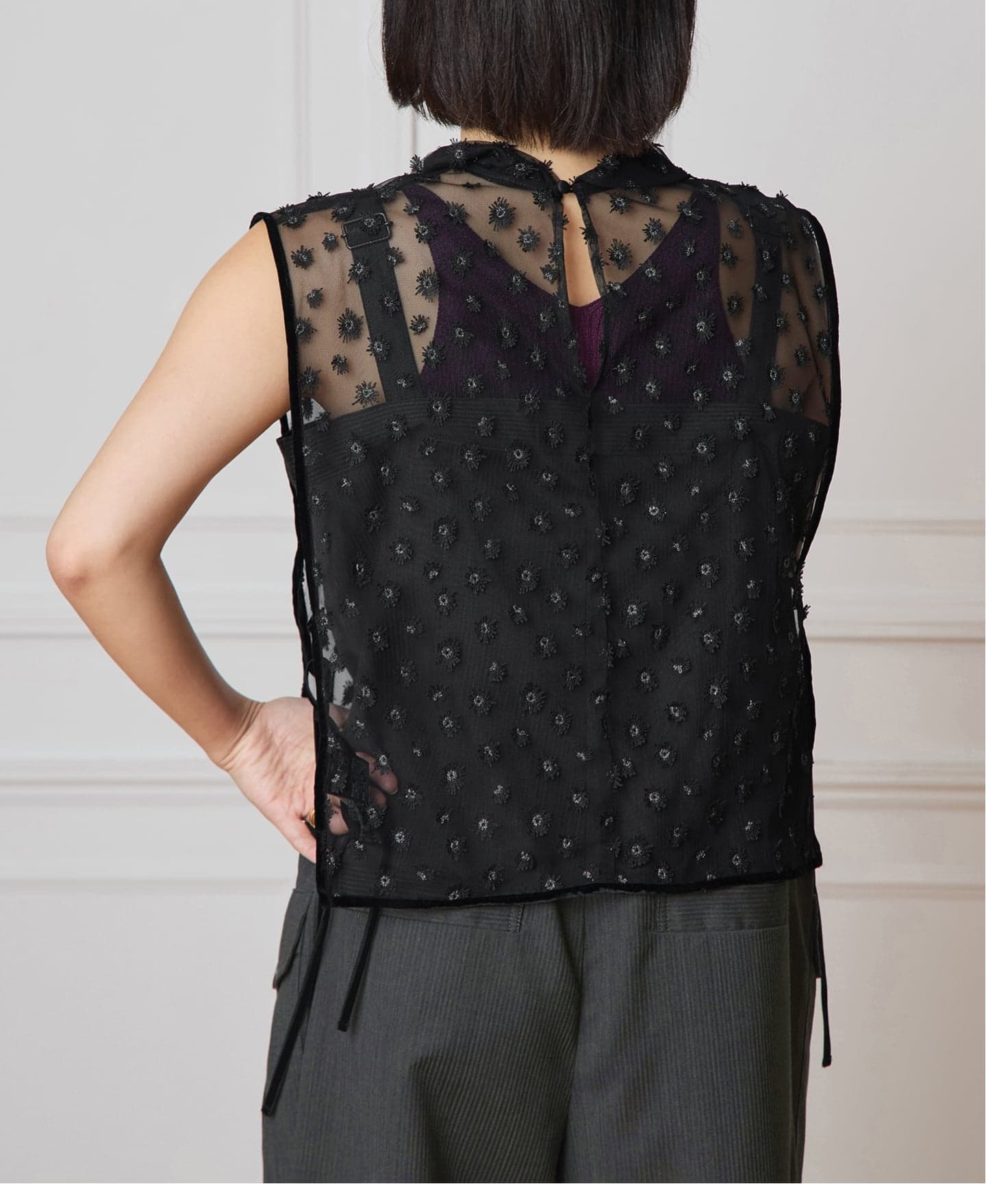 IENA LA BOUCLE フラワーモチーフチュールベスト（シャツ